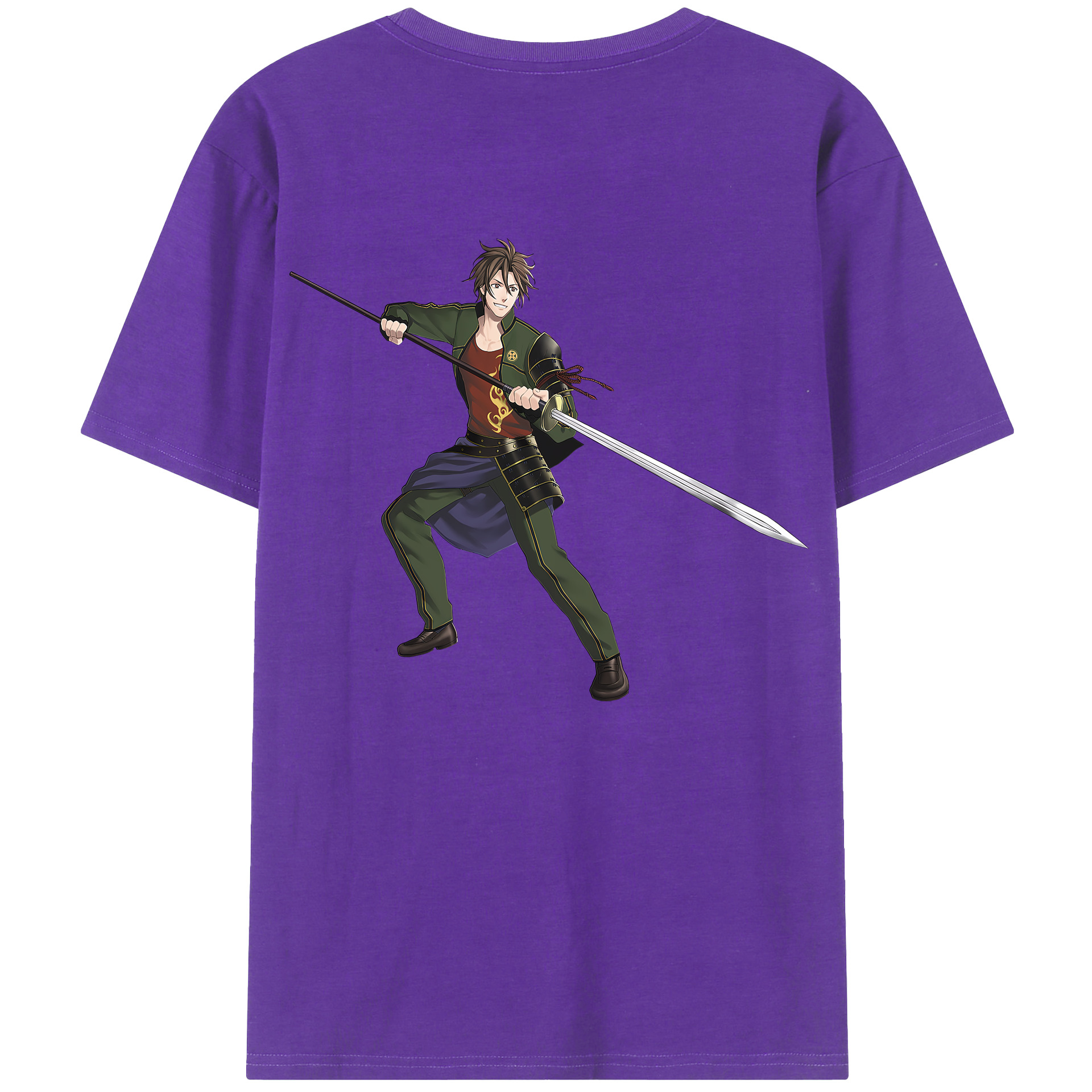 （画像用） 刀剣乱舞 Touken Ranbu 綿100％ メンズ半袖Tシャツ（バックプリント） 通気性