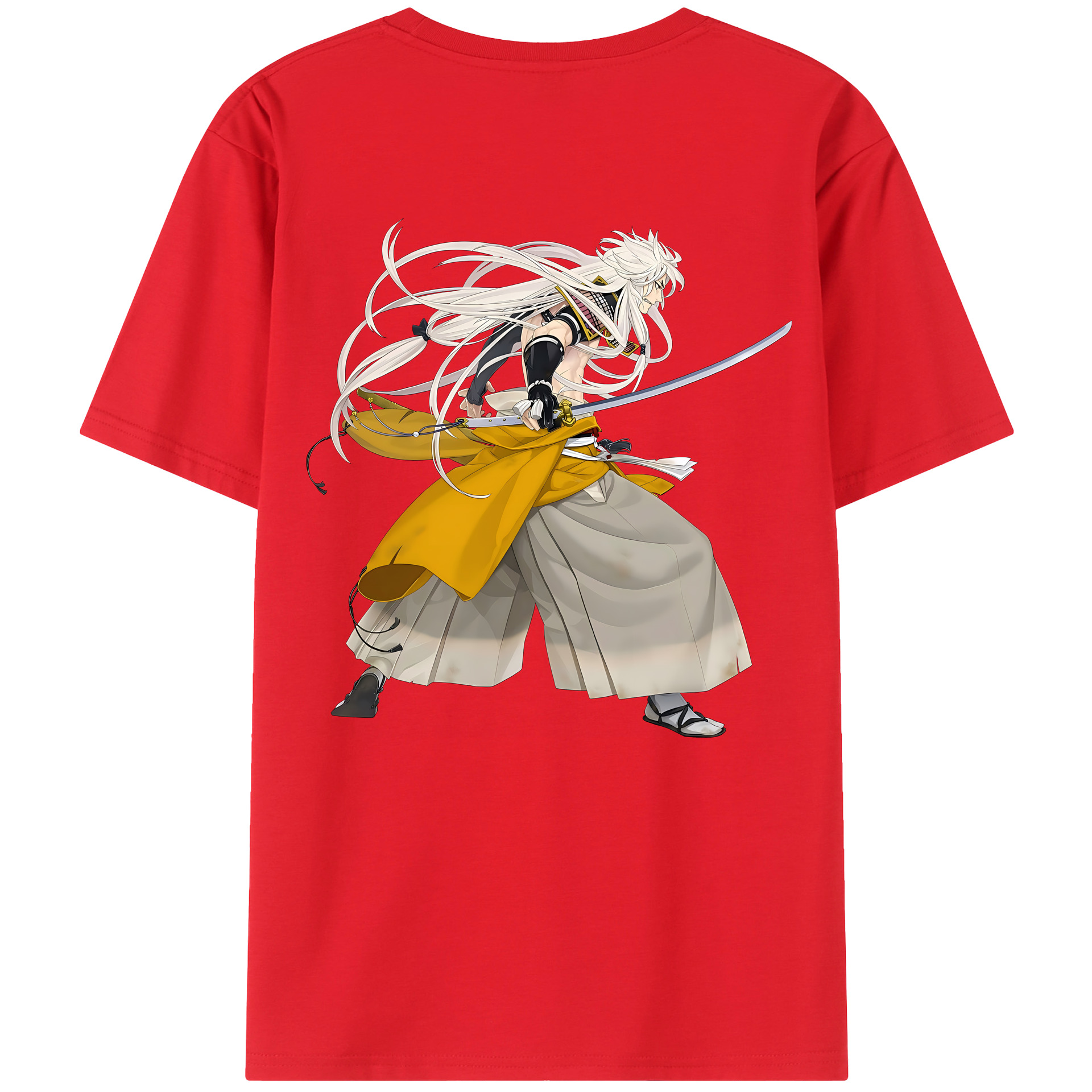 （画像用） 刀剣乱舞 Touken Ranbu 綿100％ メンズ半袖Tシャツ（バックプリント） 通気性