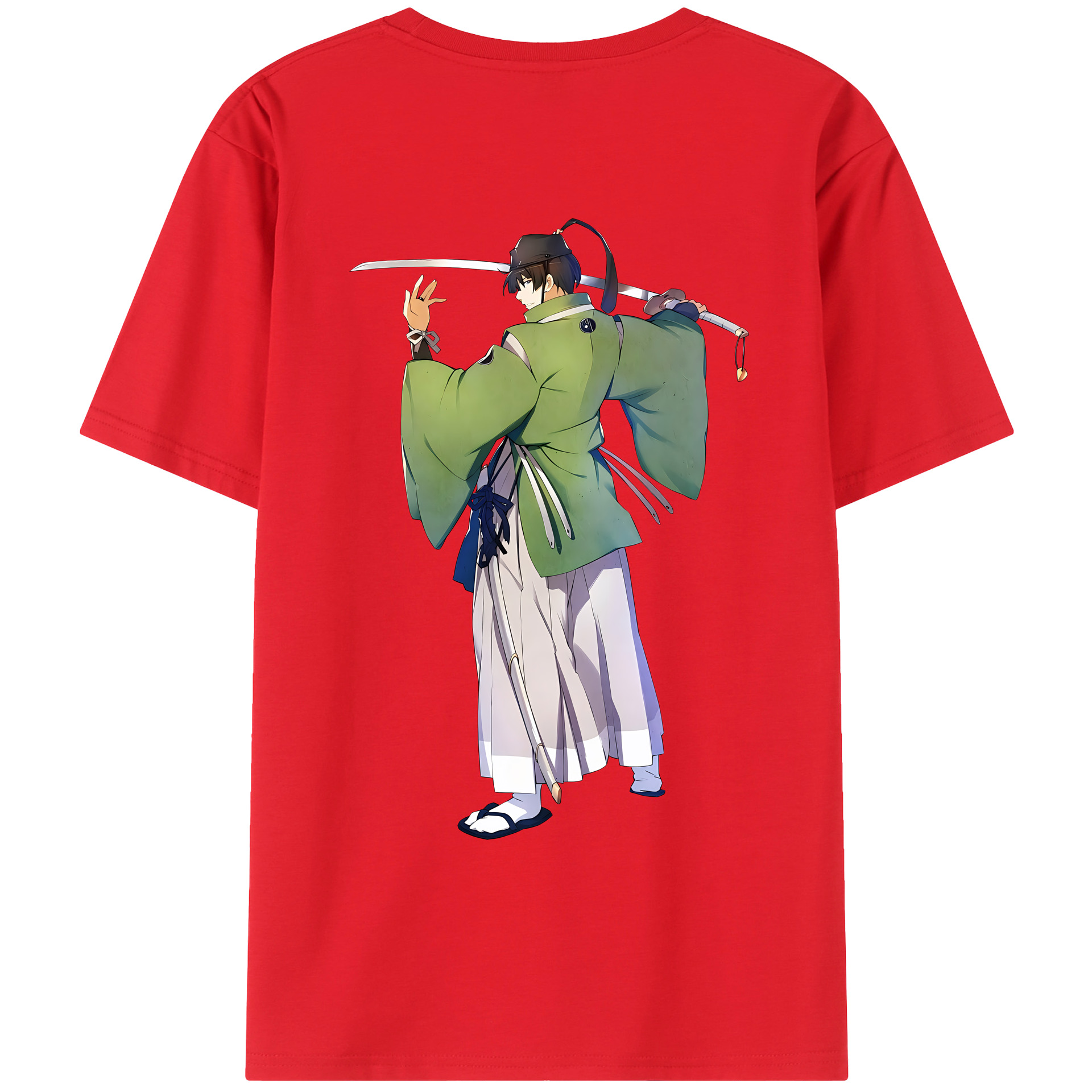 （画像用） 刀剣乱舞 Touken Ranbu 綿100％ メンズ半袖Tシャツ（バックプリント） 通気性