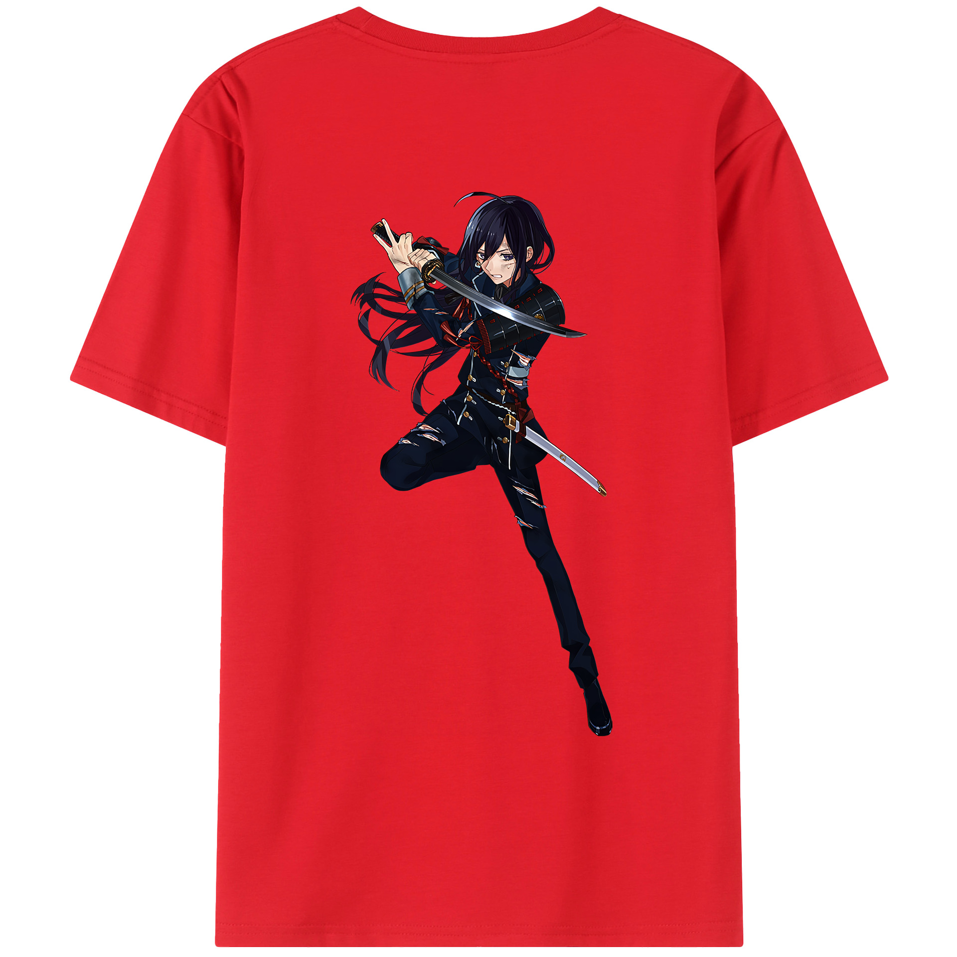（画像用） 刀剣乱舞 Touken Ranbu 綿100％ メンズ半袖Tシャツ（バックプリント） 通気性