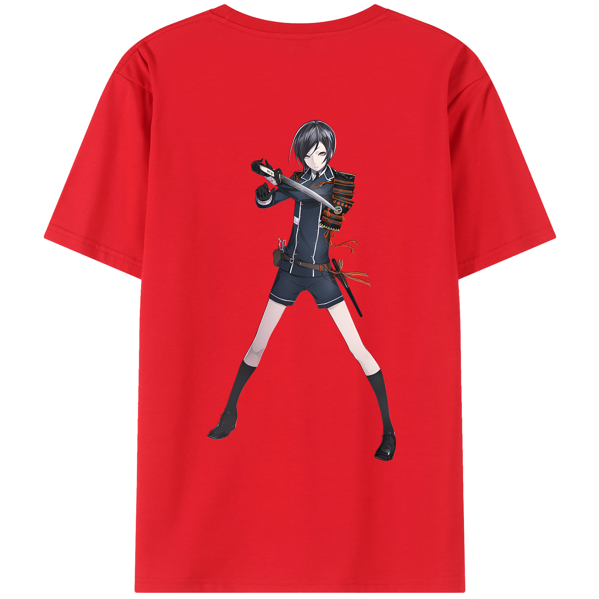 （画像用） 刀剣乱舞 Touken Ranbu 綿100％ メンズ半袖Tシャツ（バックプリント） 通気性