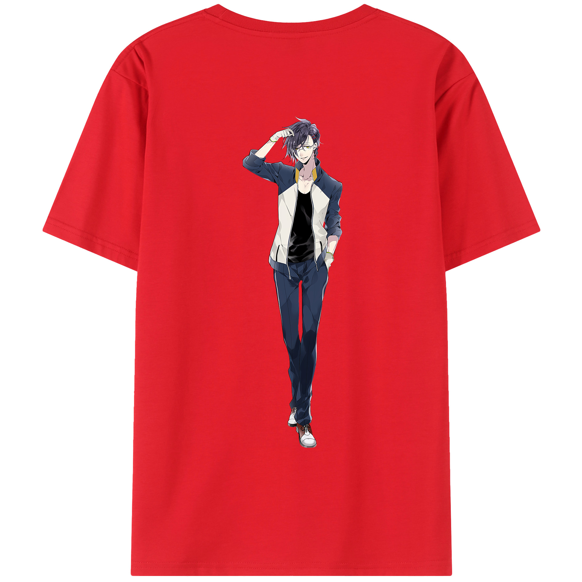 （画像用） 刀剣乱舞 Touken Ranbu 綿100％ メンズ半袖Tシャツ（バックプリント） 通気性