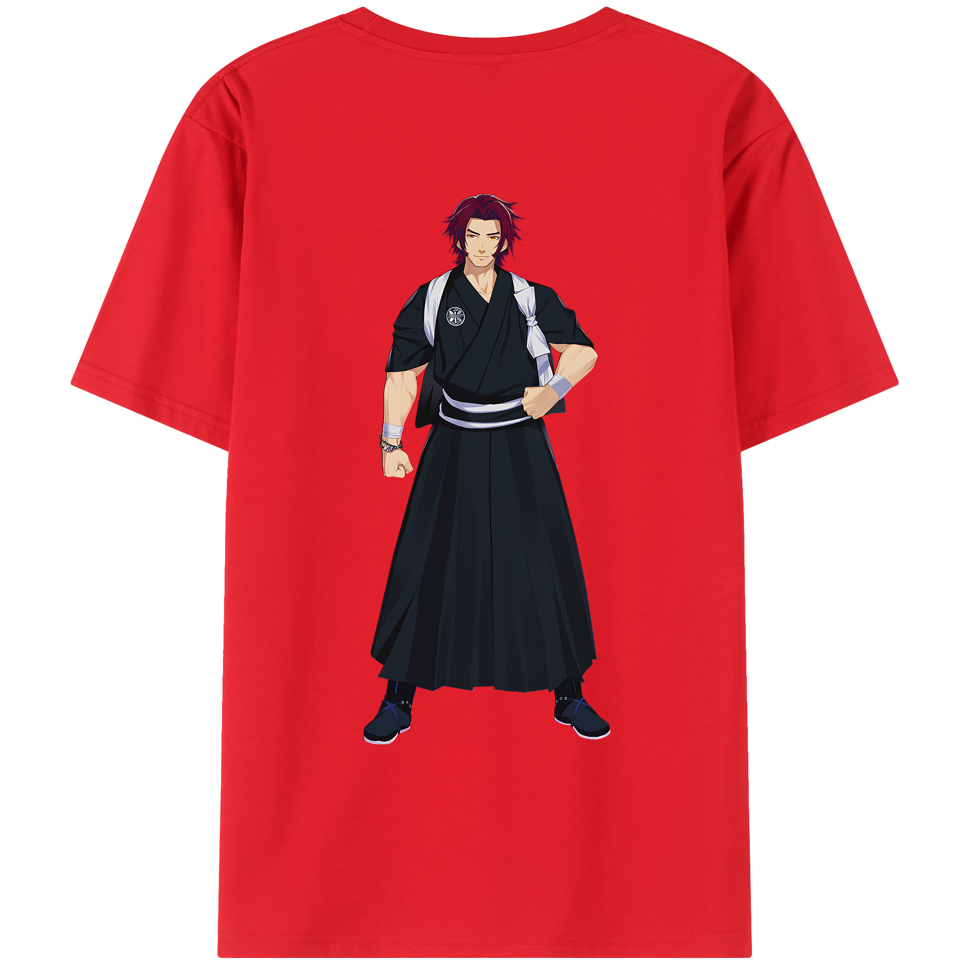 （画像用） 刀剣乱舞 Touken Ranbu 綿100％ メンズ半袖Tシャツ（バックプリント） 通気性