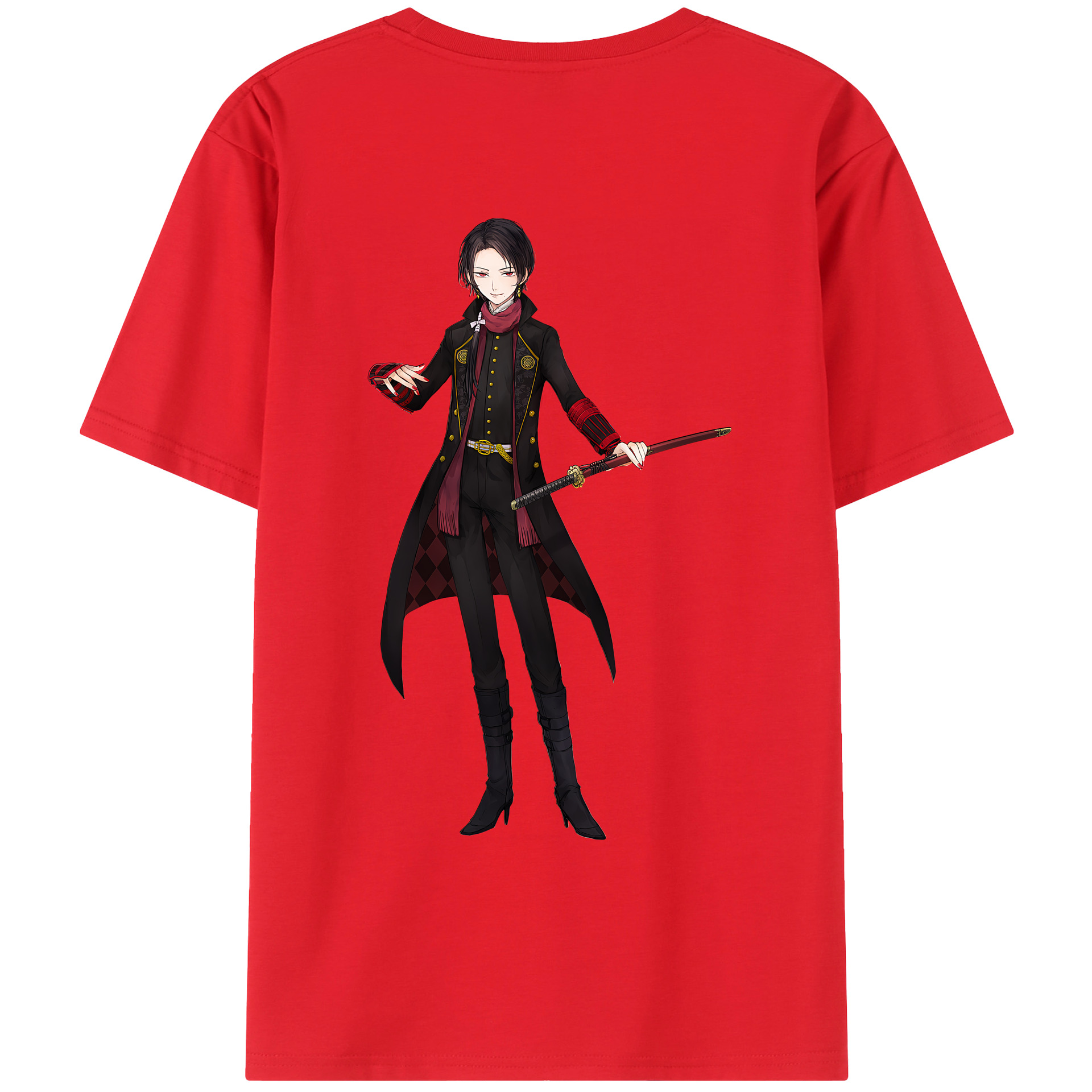 （画像用） 刀剣乱舞 Touken Ranbu 綿100％ メンズ半袖Tシャツ（バックプリント） 通気性