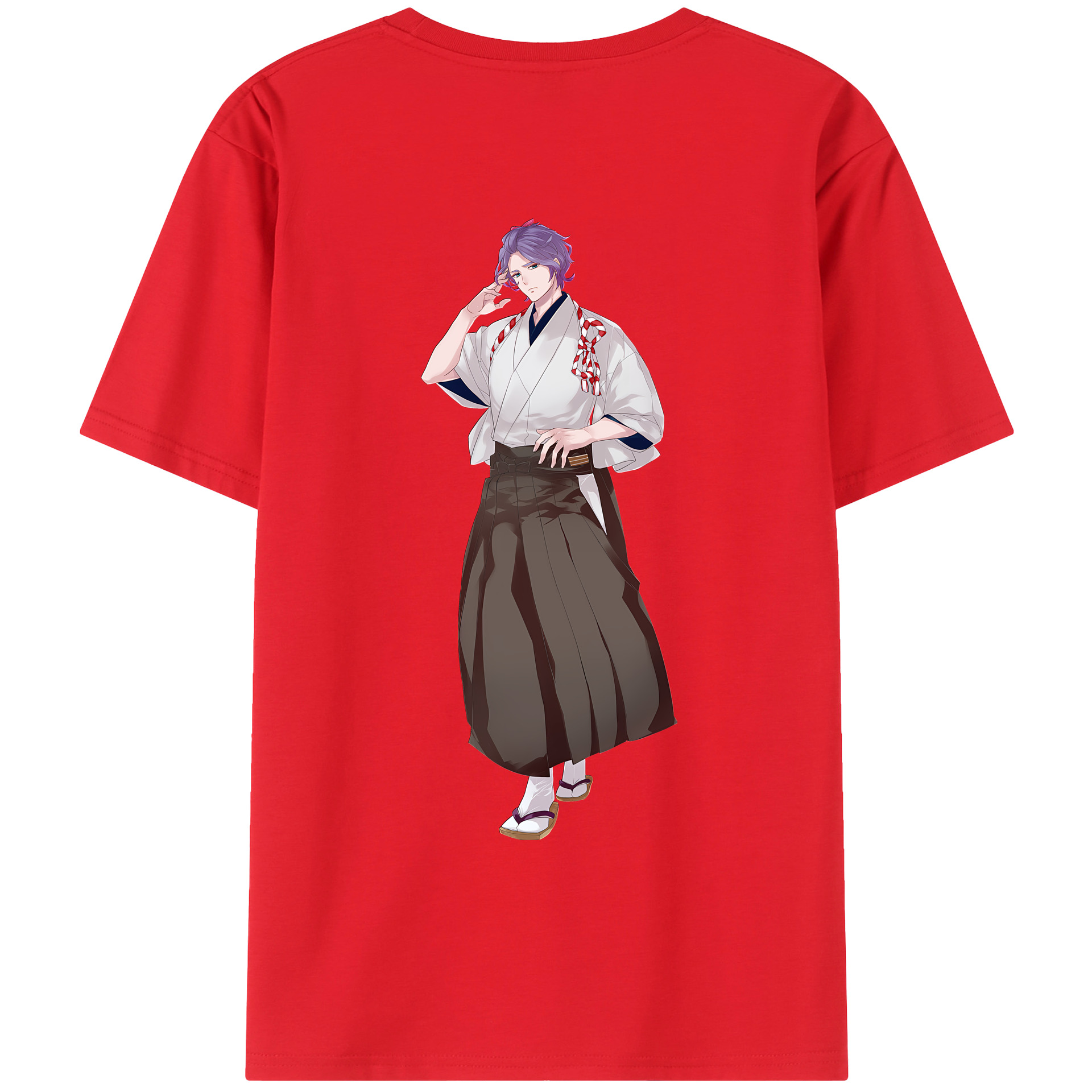 （画像用） 刀剣乱舞 Touken Ranbu 綿100％ メンズ半袖Tシャツ（バックプリント） 通気性