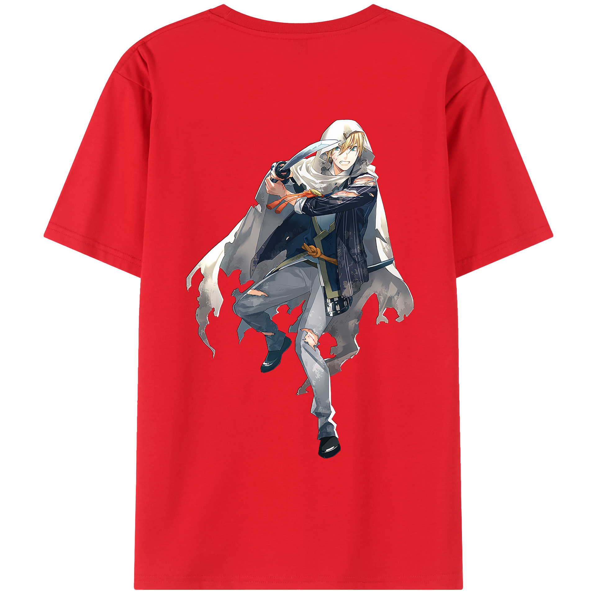 （画像用） 刀剣乱舞 Touken Ranbu 綿100％ メンズ半袖Tシャツ（バックプリント） 通気性