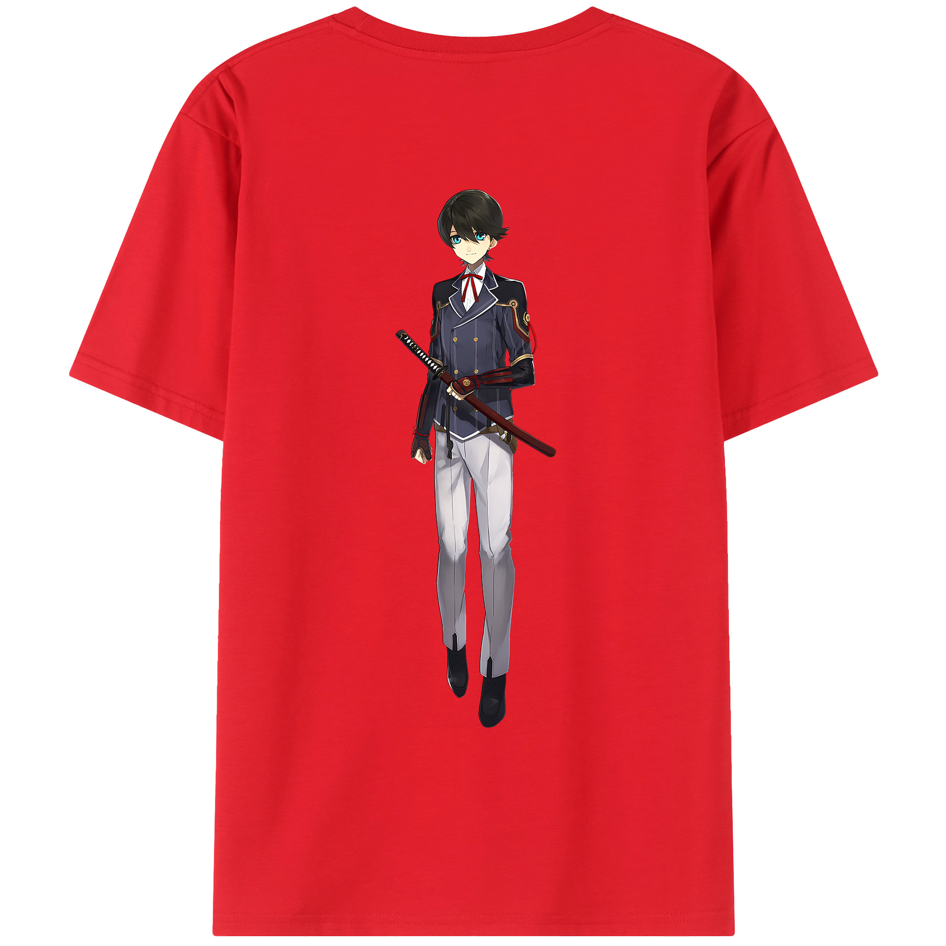 （画像用） 刀剣乱舞 Touken Ranbu 綿100％ メンズ半袖Tシャツ（バックプリント） 通気性