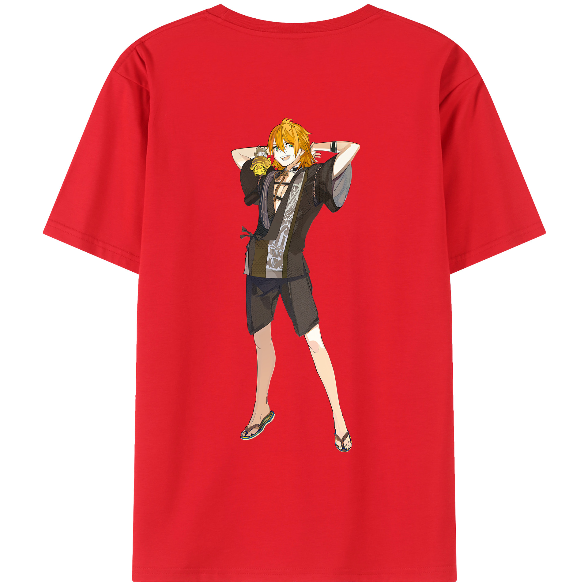 （画像用） 刀剣乱舞 Touken Ranbu 綿100％ メンズ半袖Tシャツ（バックプリント） 通気性