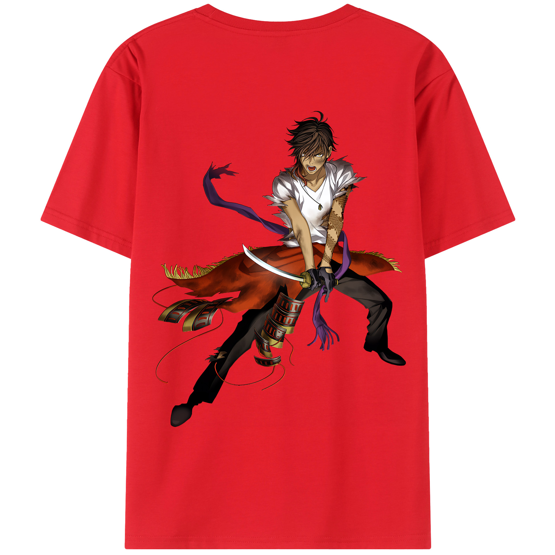 （画像用） 刀剣乱舞 Touken Ranbu 綿100％ メンズ半袖Tシャツ（バックプリント） 通気性