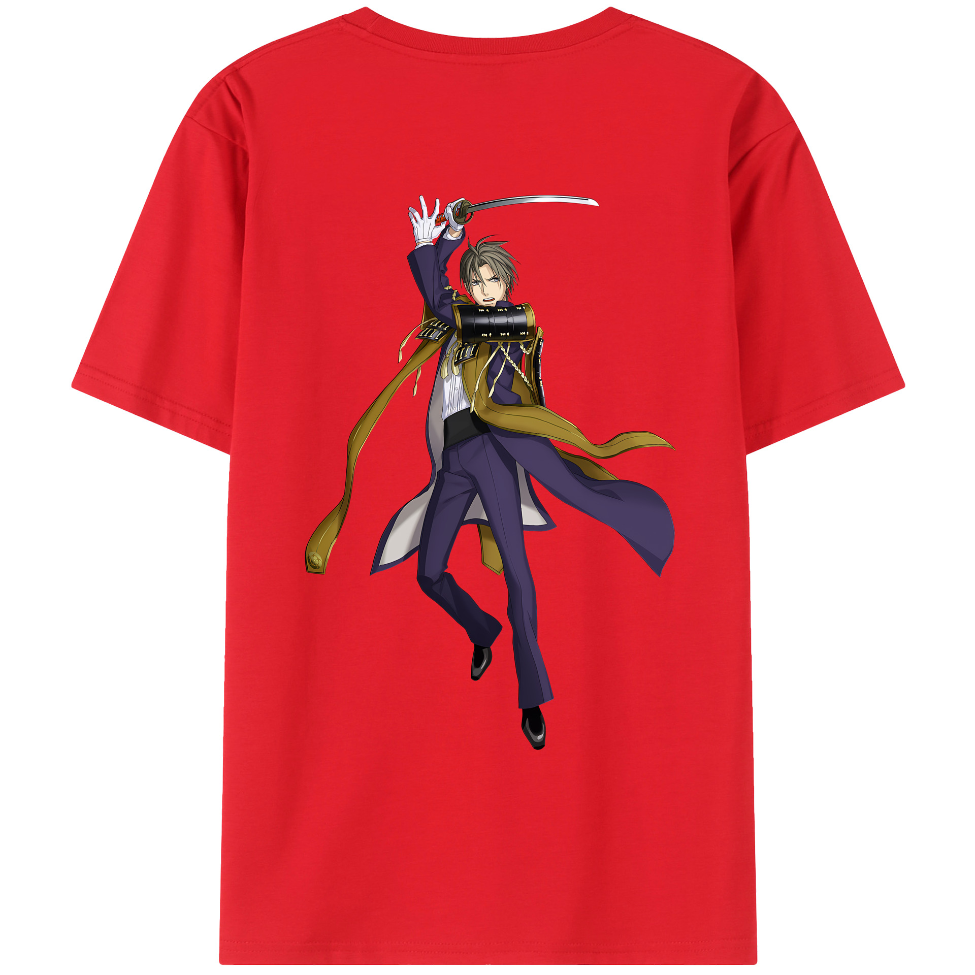 （画像用） 刀剣乱舞 Touken Ranbu 綿100％ メンズ半袖Tシャツ（バックプリント） 通気性