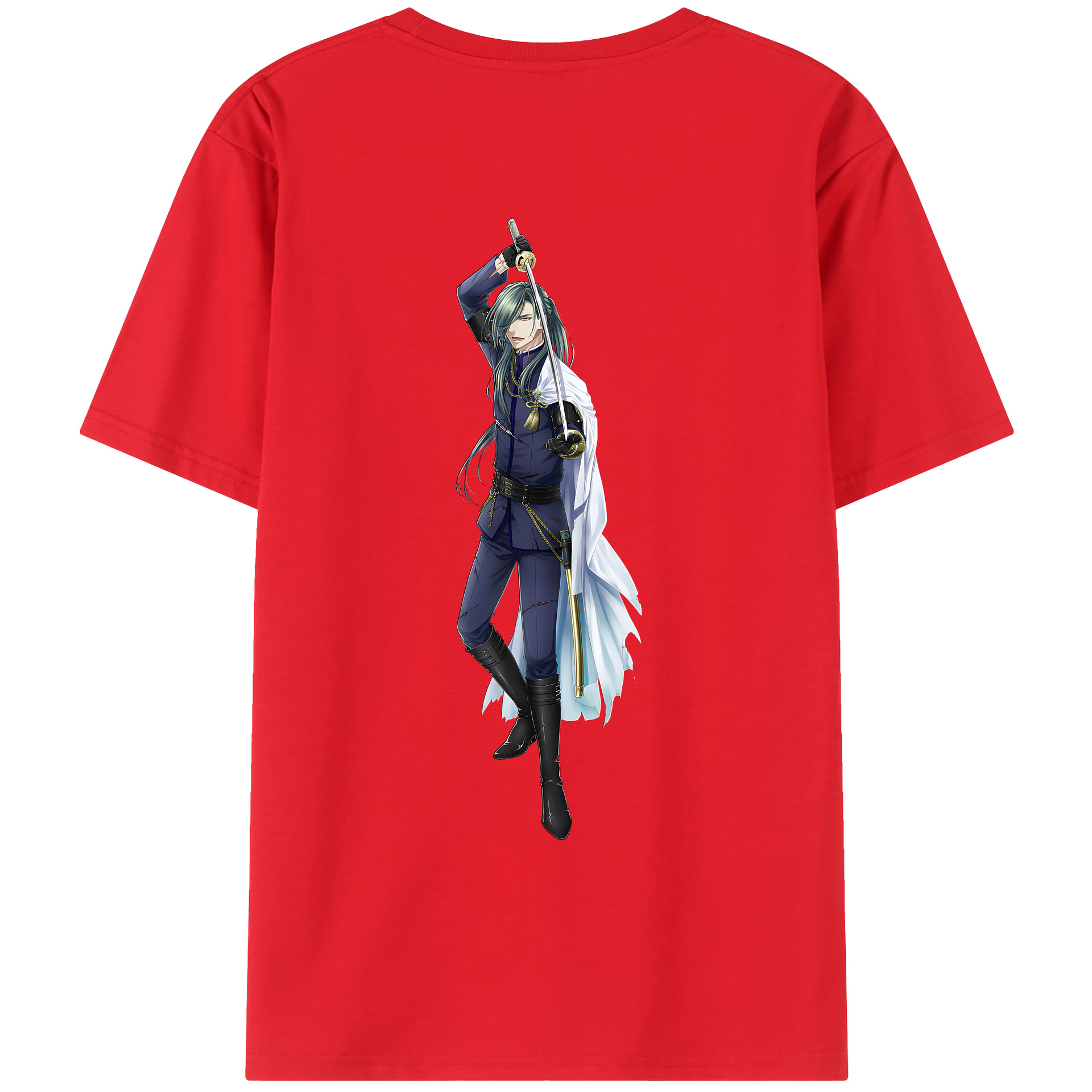 （画像用） 刀剣乱舞 Touken Ranbu 綿100％ メンズ半袖Tシャツ（バックプリント） 通気性