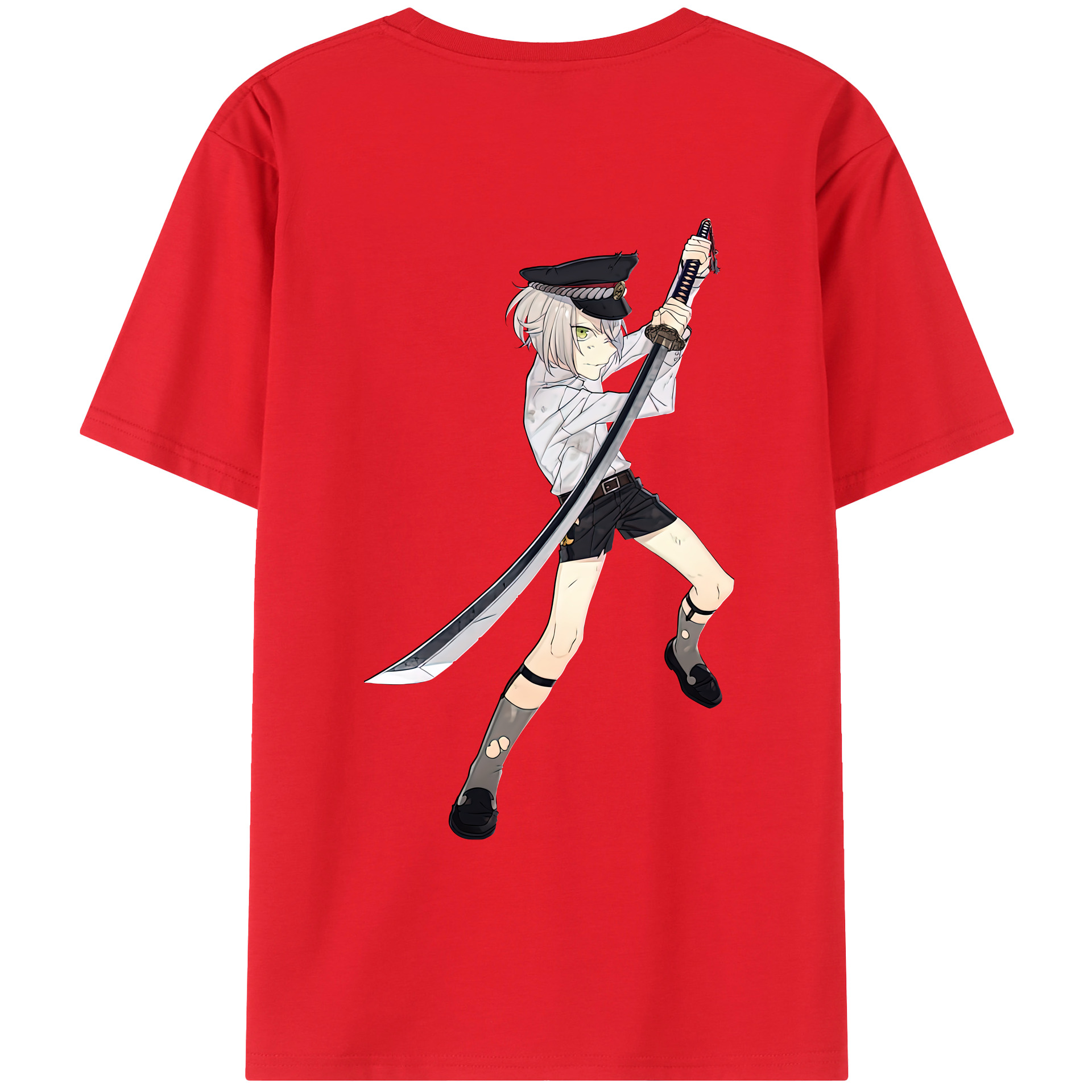 （画像用） 刀剣乱舞 Touken Ranbu 綿100％ メンズ半袖Tシャツ（バックプリント） 通気性