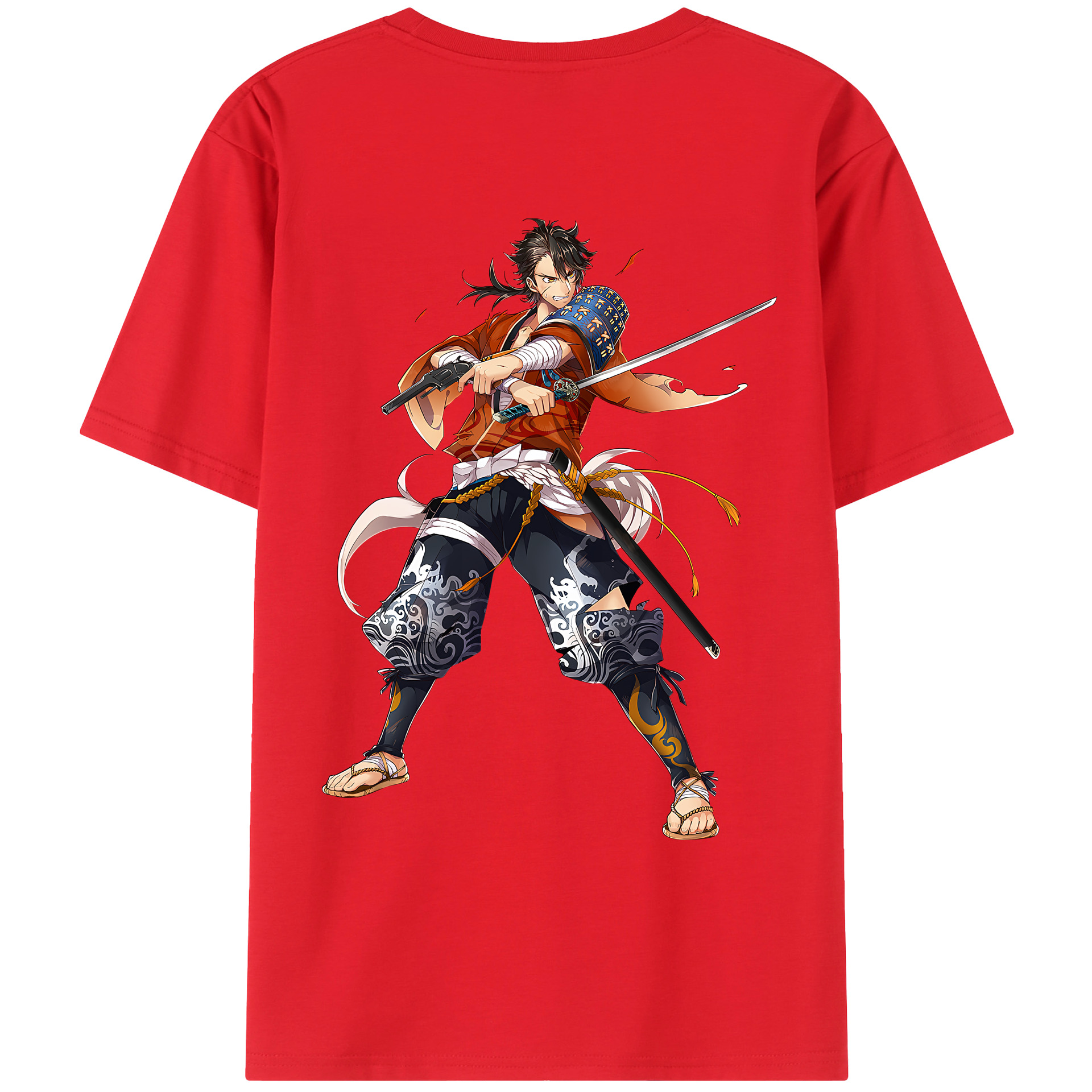 （画像用） 刀剣乱舞 Touken Ranbu 綿100％ メンズ半袖Tシャツ（バックプリント） 通気性