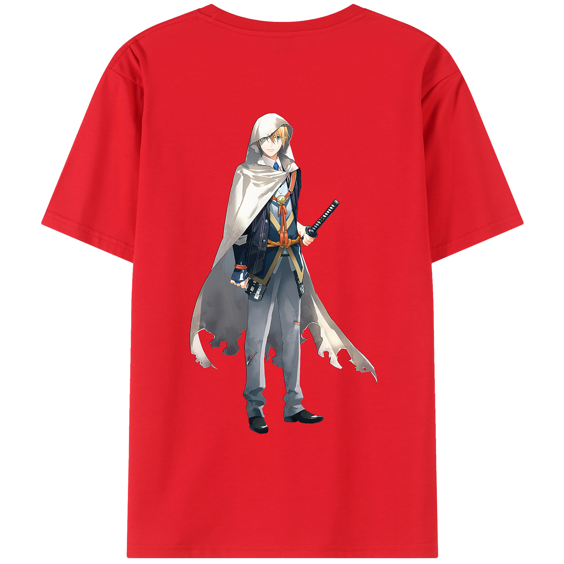 （画像用） 刀剣乱舞 Touken Ranbu 綿100％ メンズ半袖Tシャツ（バックプリント） 通気性