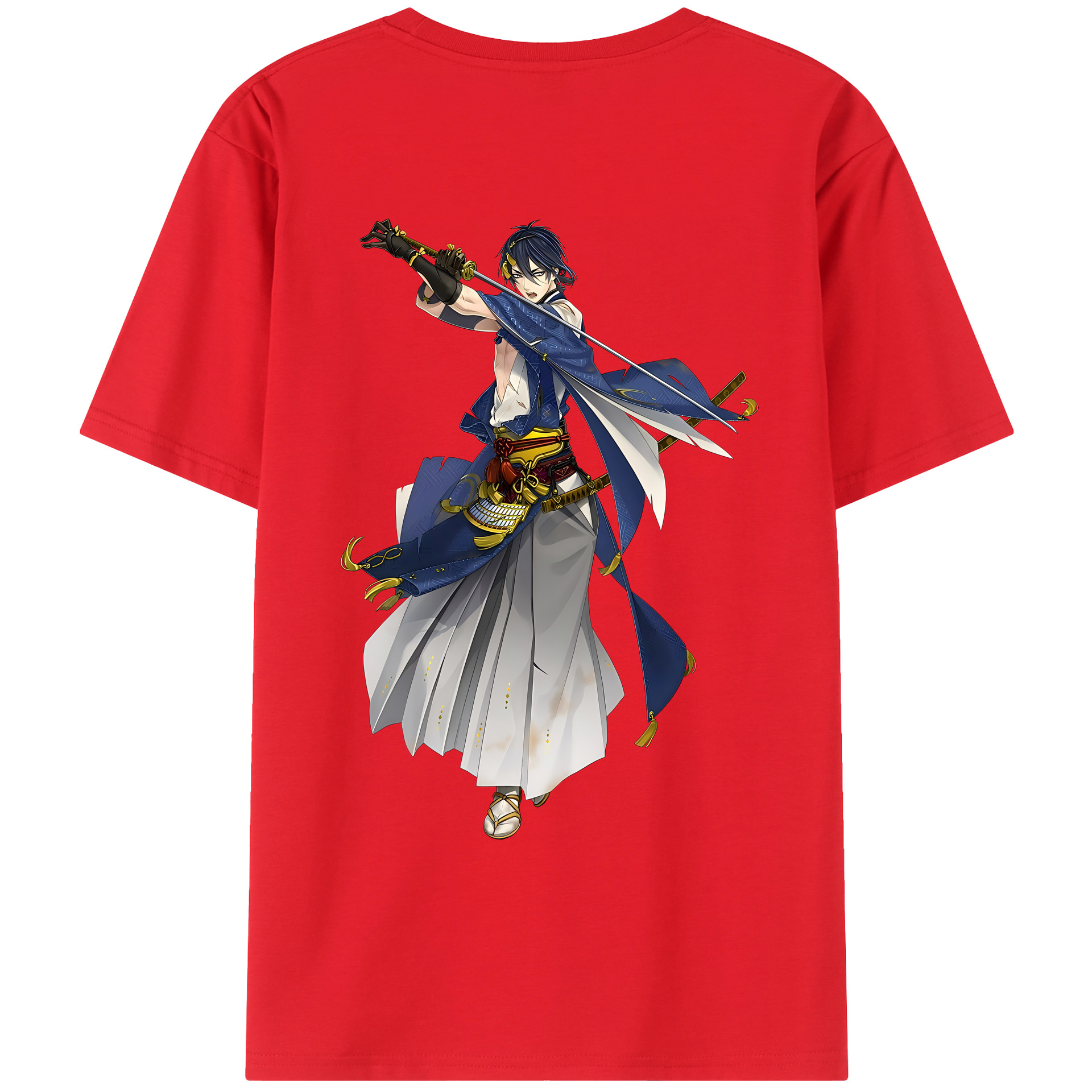 （画像用） 刀剣乱舞 Touken Ranbu 綿100％ メンズ半袖Tシャツ（バックプリント） 通気性