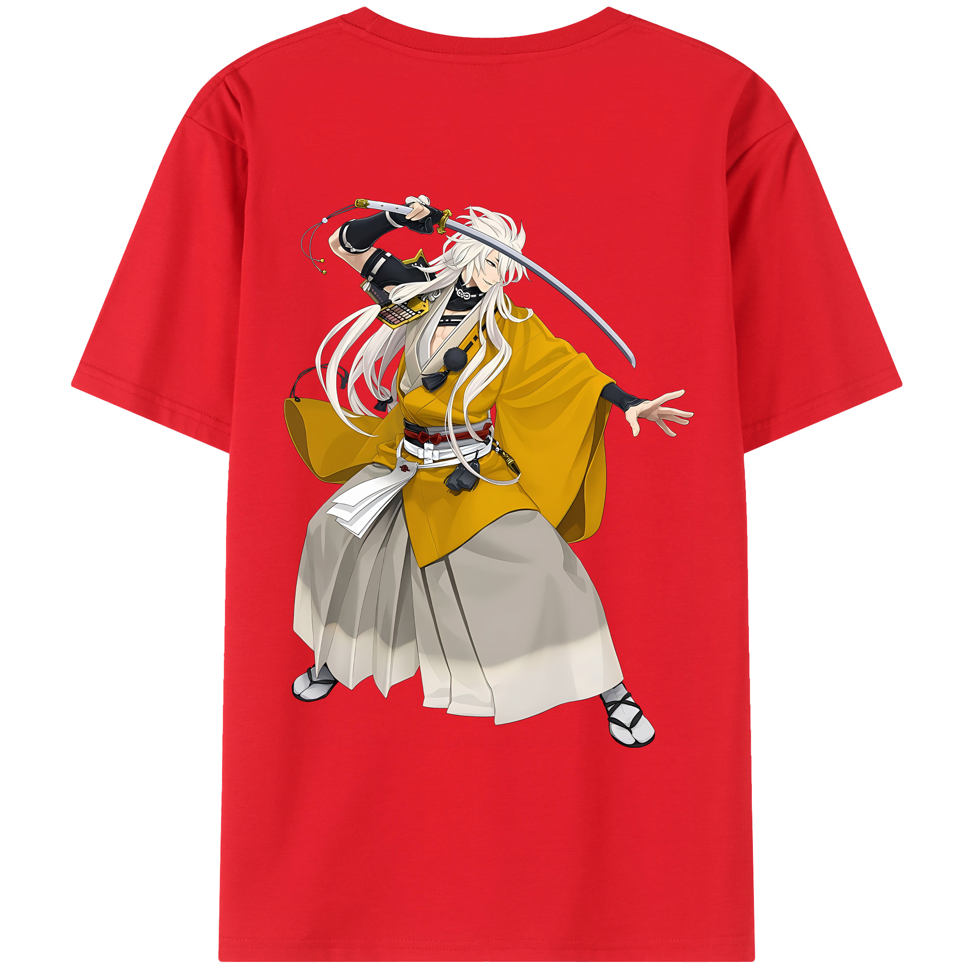 （画像用） 刀剣乱舞 Touken Ranbu 綿100％ メンズ半袖Tシャツ（バックプリント） 通気性