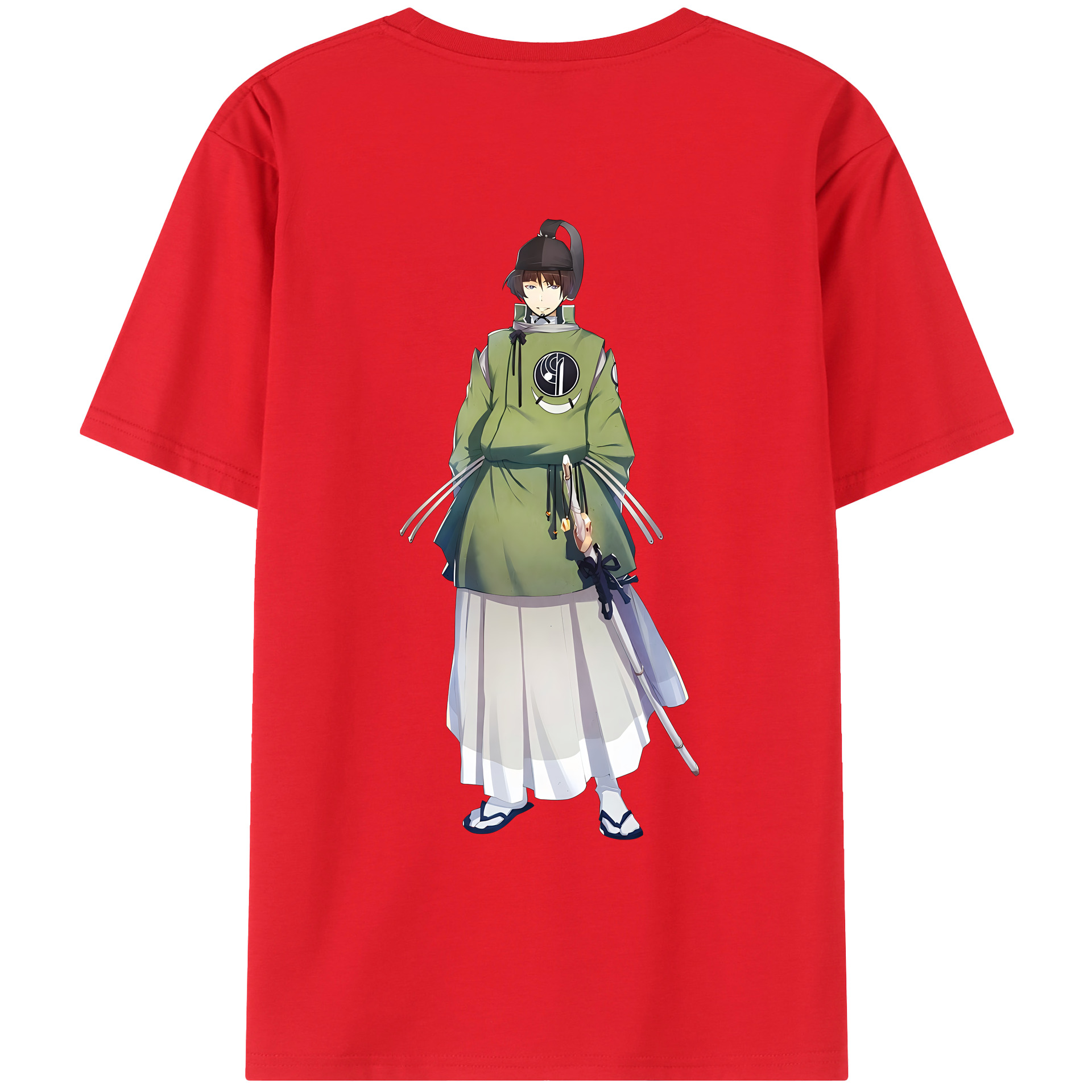 （画像用） 刀剣乱舞 Touken Ranbu 綿100％ メンズ半袖Tシャツ（バックプリント） 通気性