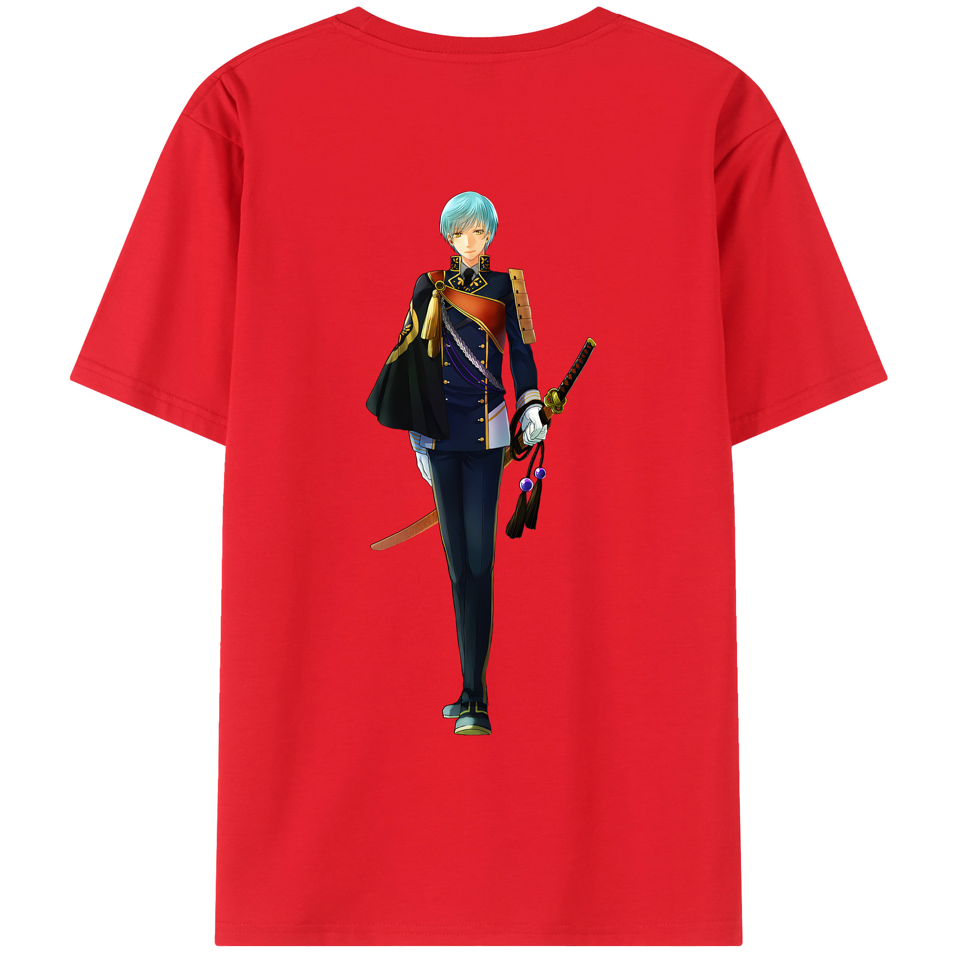 （画像用） 刀剣乱舞 Touken Ranbu 綿100％ メンズ半袖Tシャツ（バックプリント） 通気性