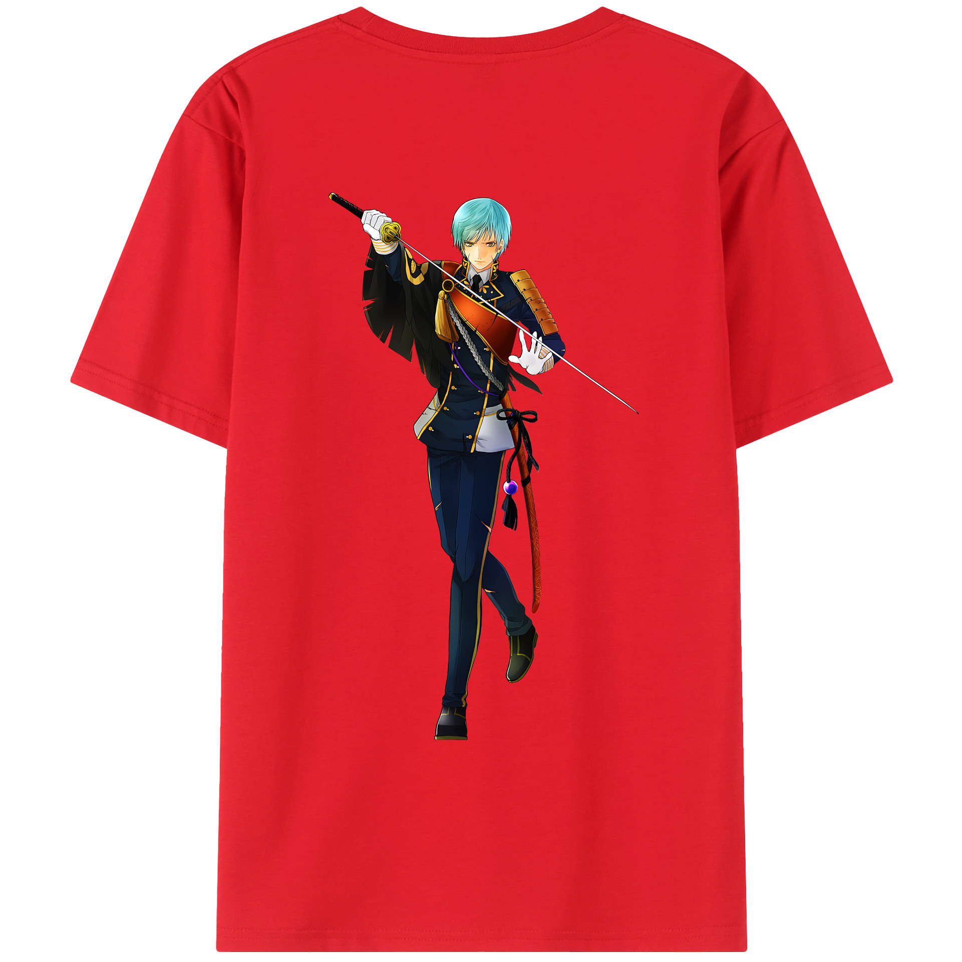 （画像用） 刀剣乱舞 Touken Ranbu 綿100％ メンズ半袖Tシャツ（バックプリント） 通気性