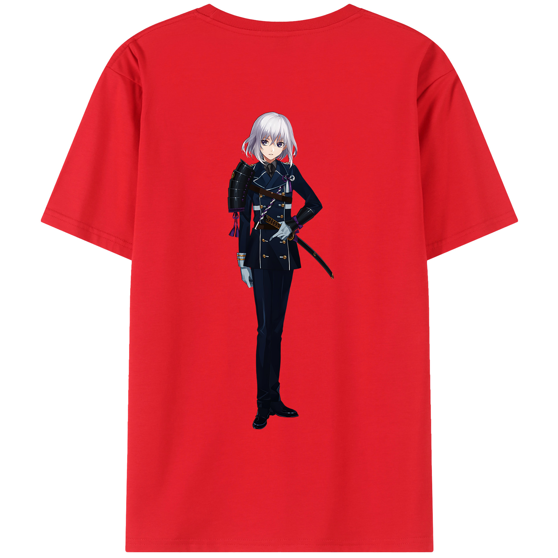 （画像用） 刀剣乱舞 Touken Ranbu 綿100％ メンズ半袖Tシャツ（バックプリント） 通気性