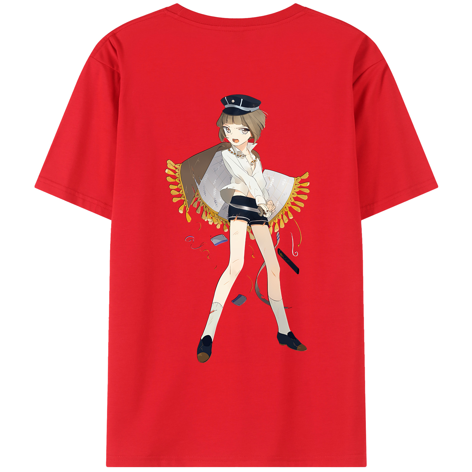 （画像用） 刀剣乱舞 Touken Ranbu 綿100％ メンズ半袖Tシャツ（バックプリント） 通気性