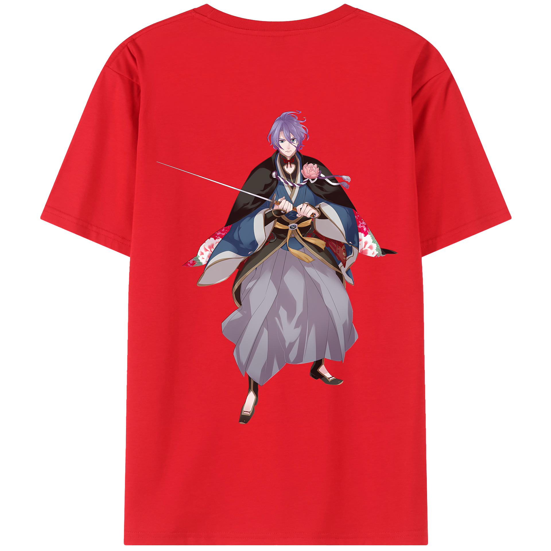 （画像用） 刀剣乱舞 Touken Ranbu 綿100％ メンズ半袖Tシャツ（バックプリント） 通気性