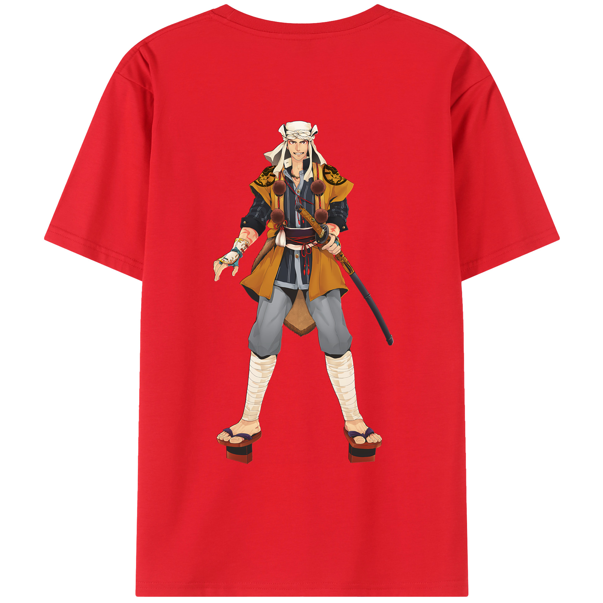 （画像用） 刀剣乱舞 Touken Ranbu 綿100％ メンズ半袖Tシャツ（バックプリント） 通気性
