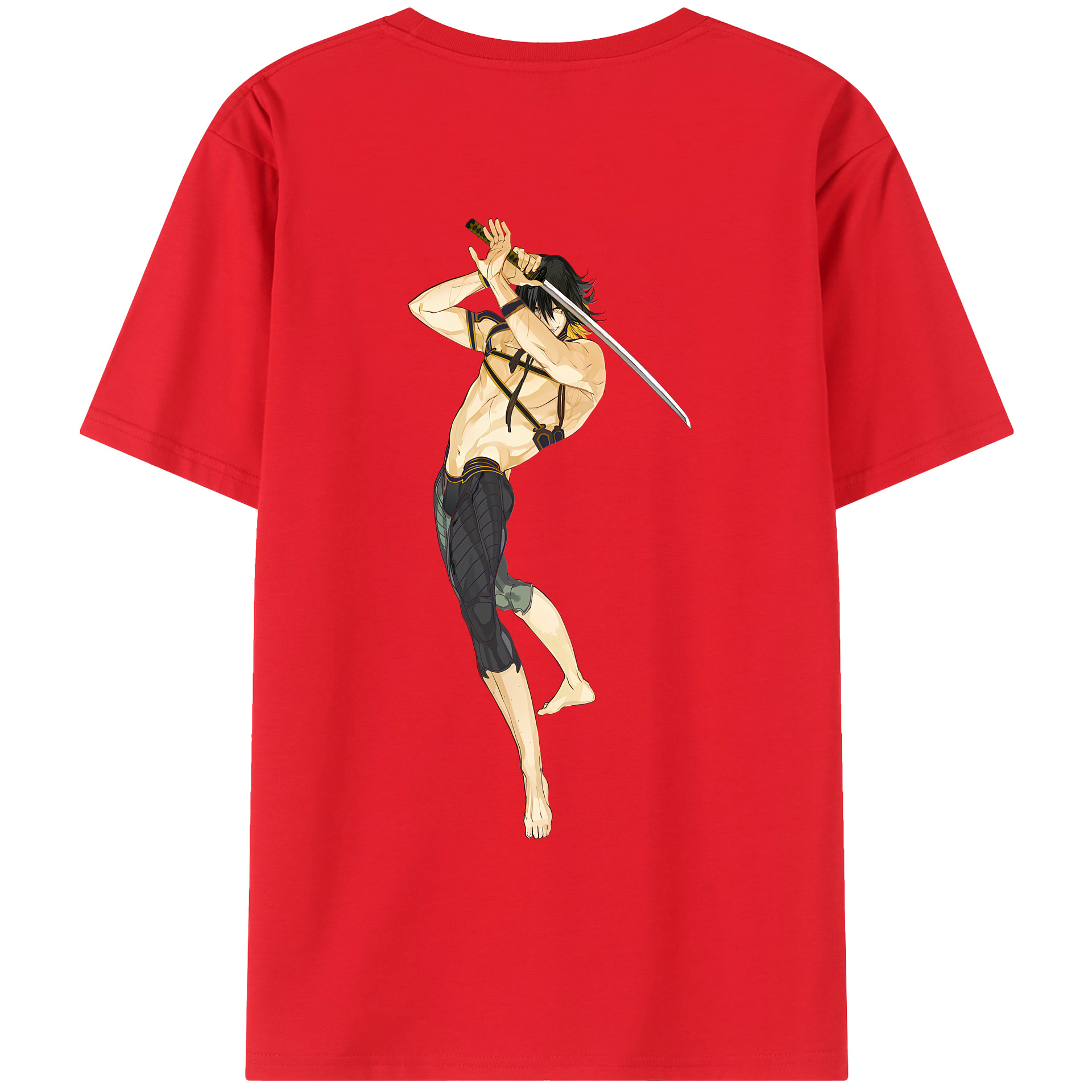 （画像用） 刀剣乱舞 Touken Ranbu 綿100％ メンズ半袖Tシャツ（バックプリント） 通気性