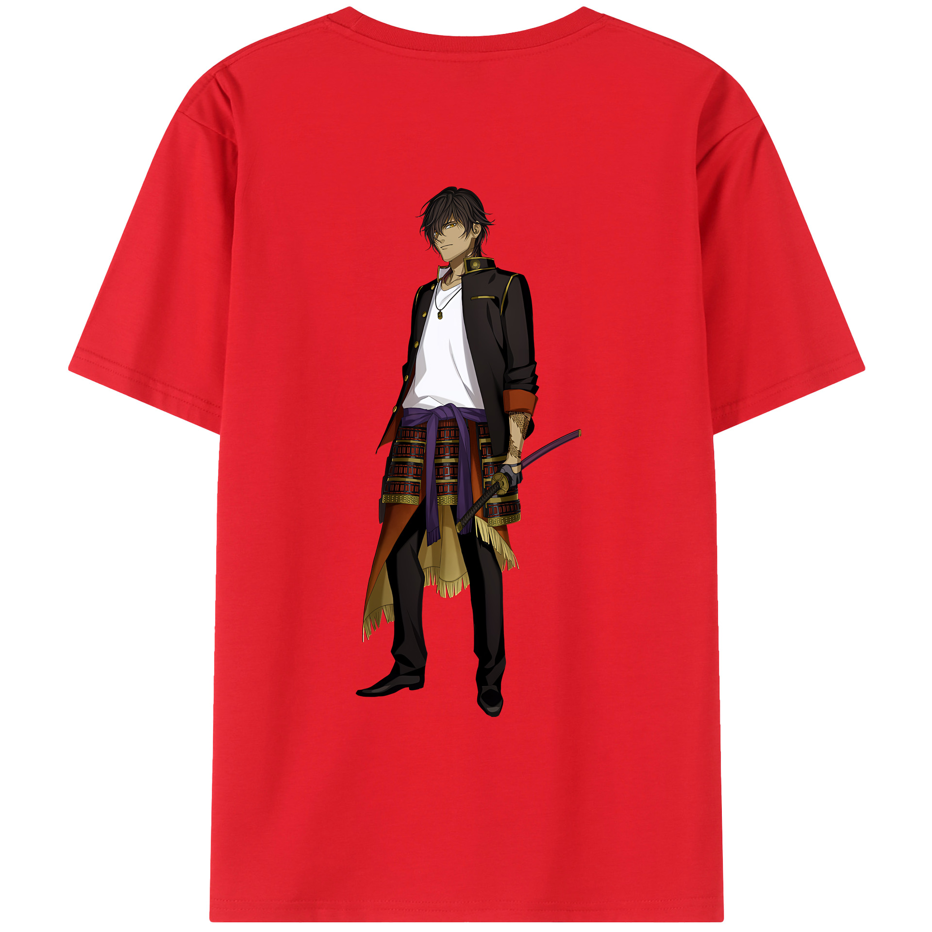 （画像用） 刀剣乱舞 Touken Ranbu 綿100％ メンズ半袖Tシャツ（バックプリント） 通気性