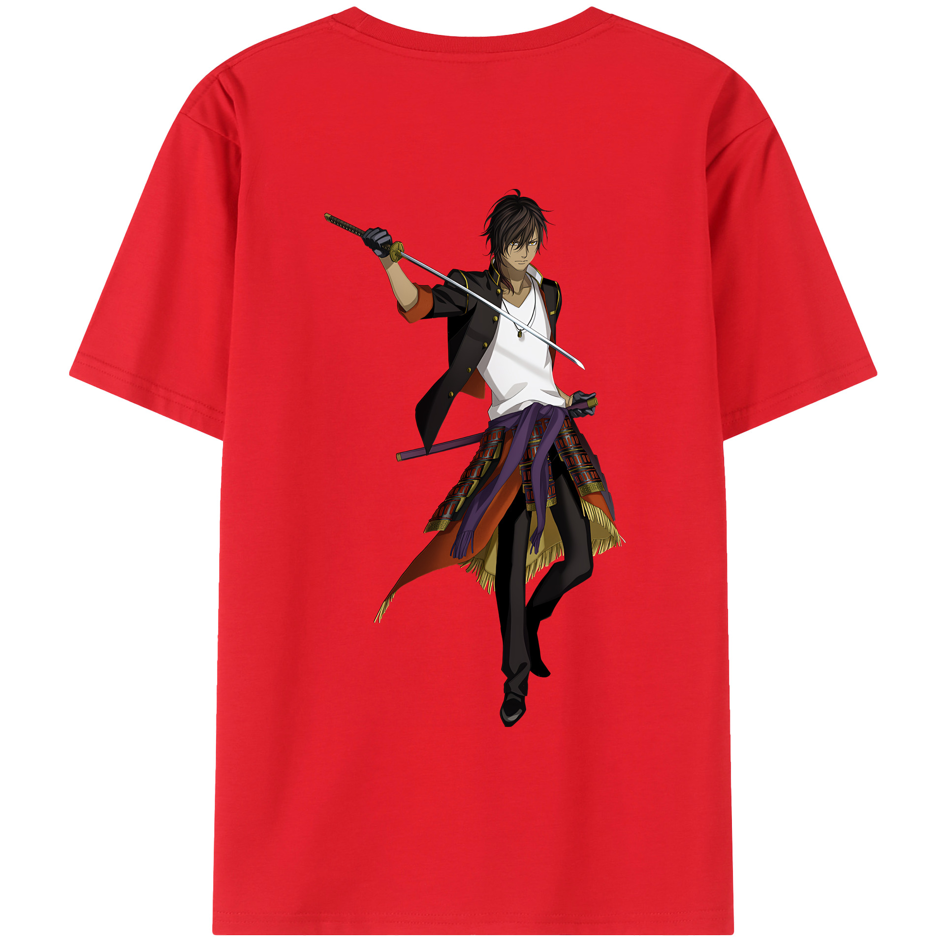 （画像用） 刀剣乱舞 Touken Ranbu 綿100％ メンズ半袖Tシャツ（バックプリント） 通気性