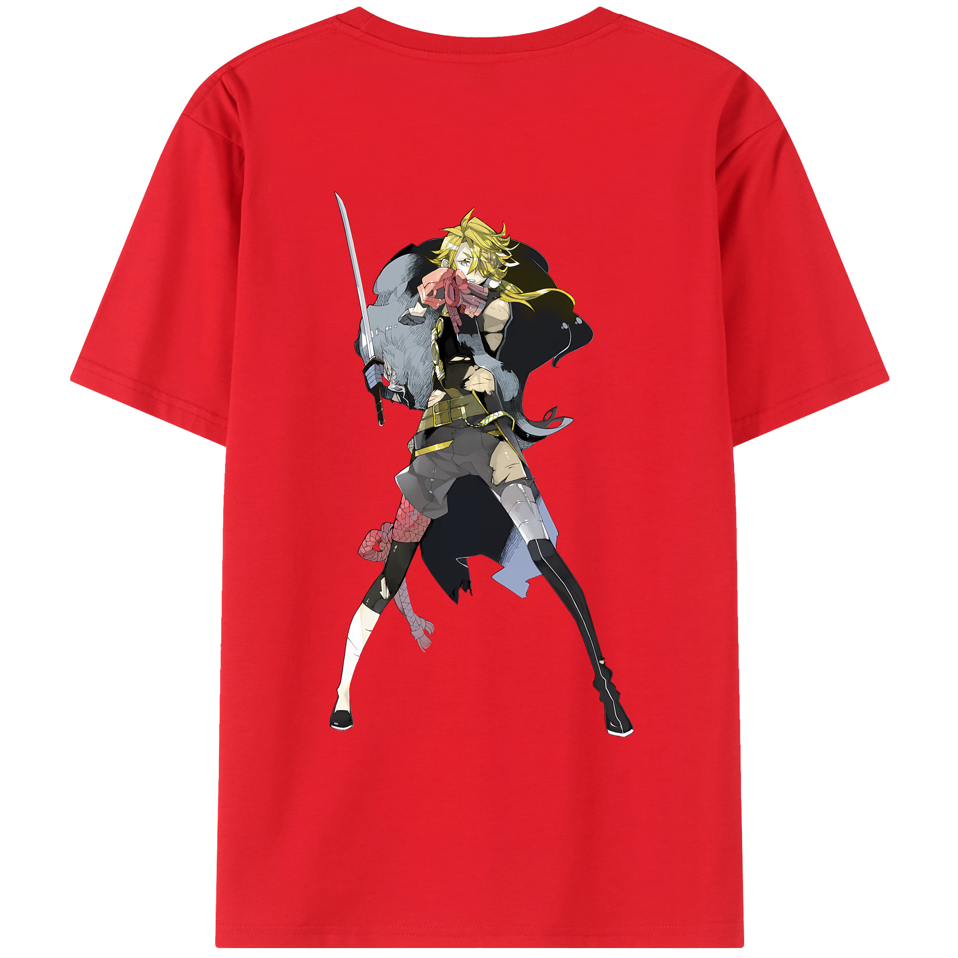 （画像用） 刀剣乱舞 Touken Ranbu 綿100％ メンズ半袖Tシャツ（バックプリント） 通気性