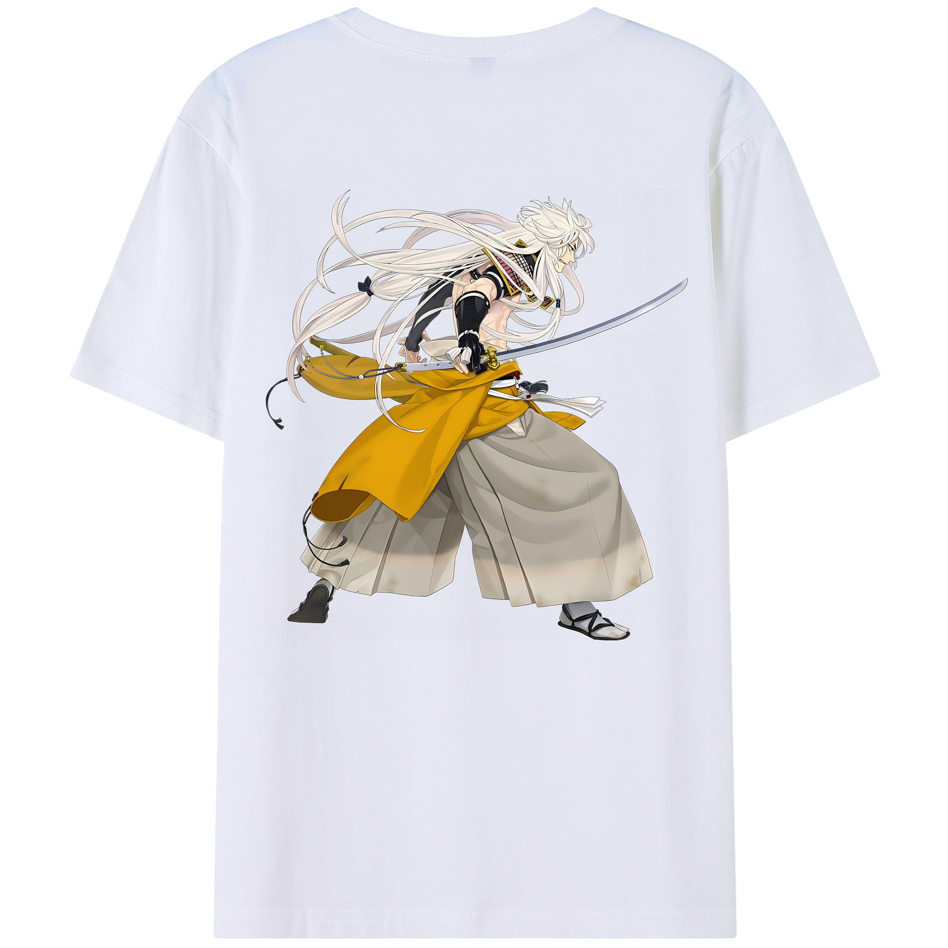 （画像用） 刀剣乱舞 Touken Ranbu 綿100％ メンズ半袖Tシャツ（バックプリント） 通気性