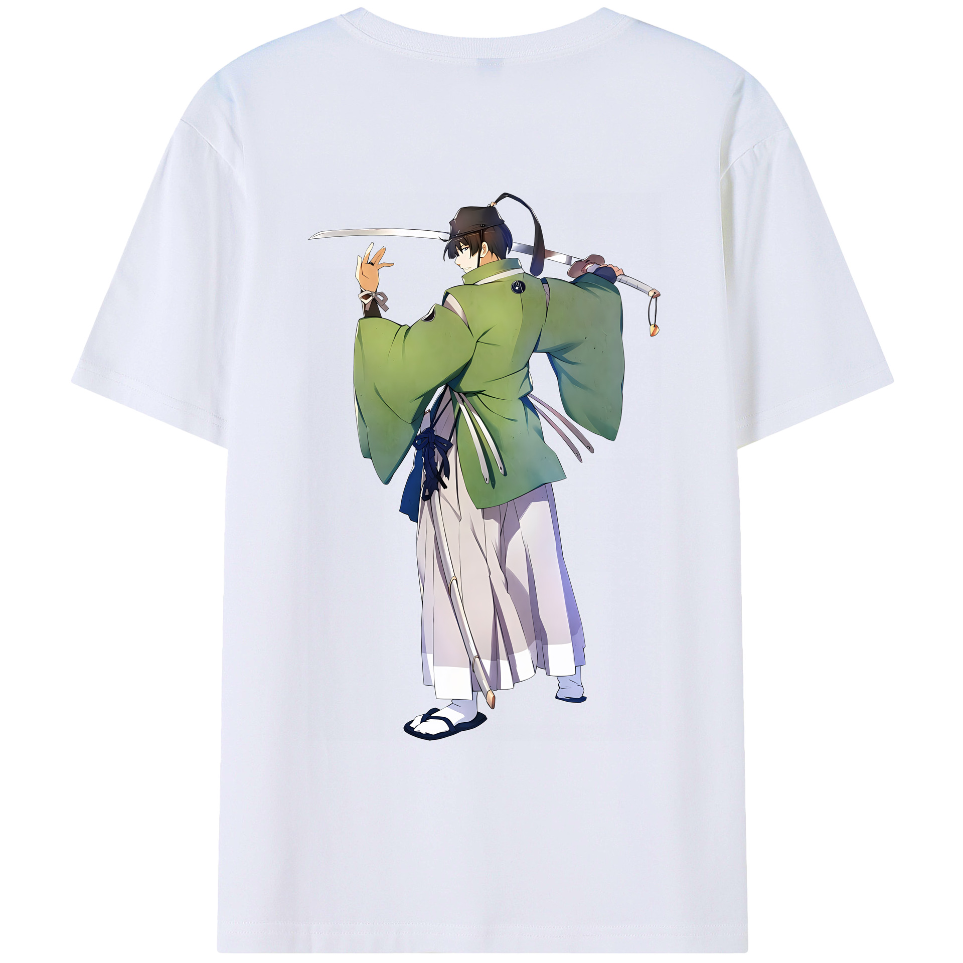 （画像用） 刀剣乱舞 Touken Ranbu 綿100％ メンズ半袖Tシャツ（バックプリント） 通気性