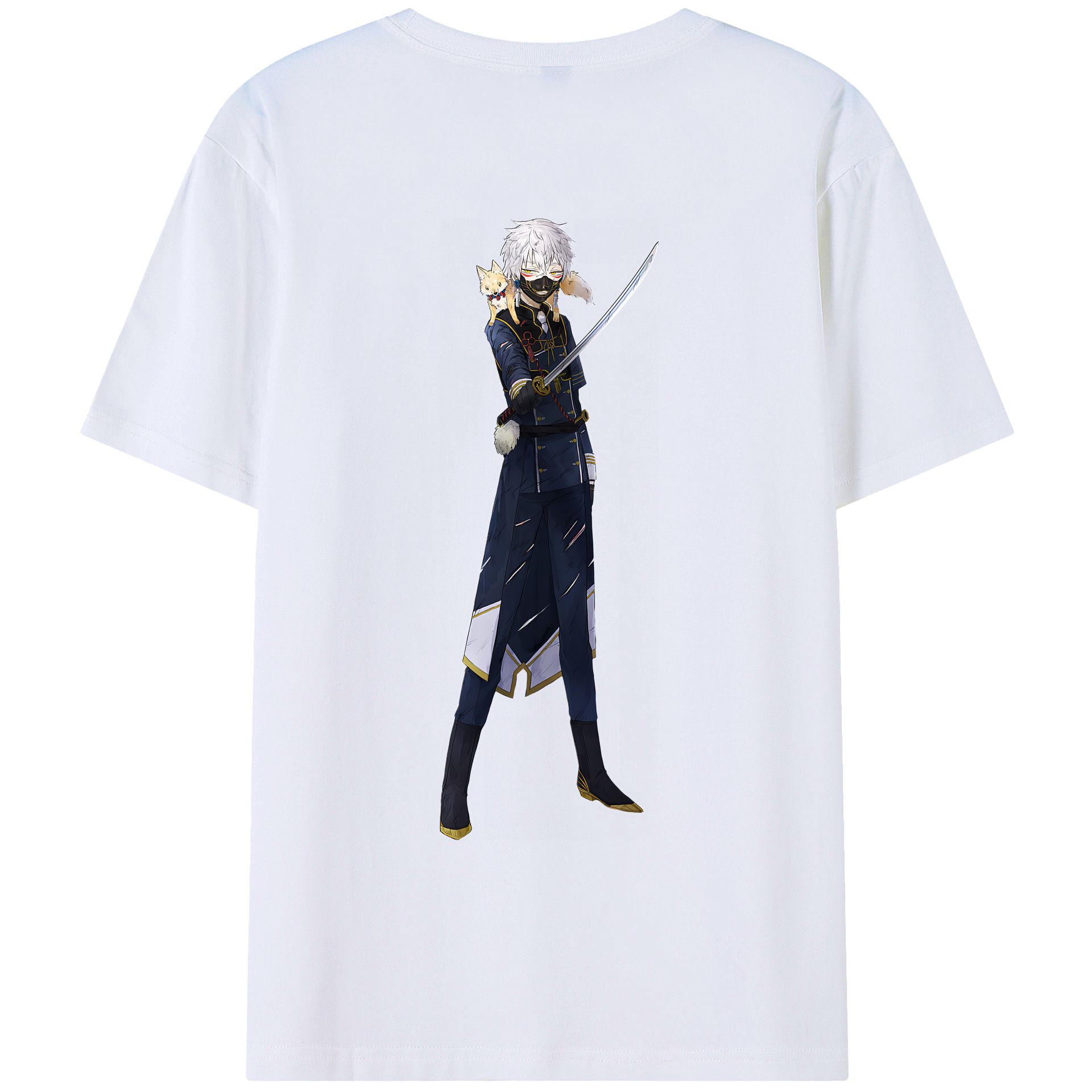 （画像用） 刀剣乱舞 Touken Ranbu 綿100％ メンズ半袖Tシャツ（バックプリント） 通気性