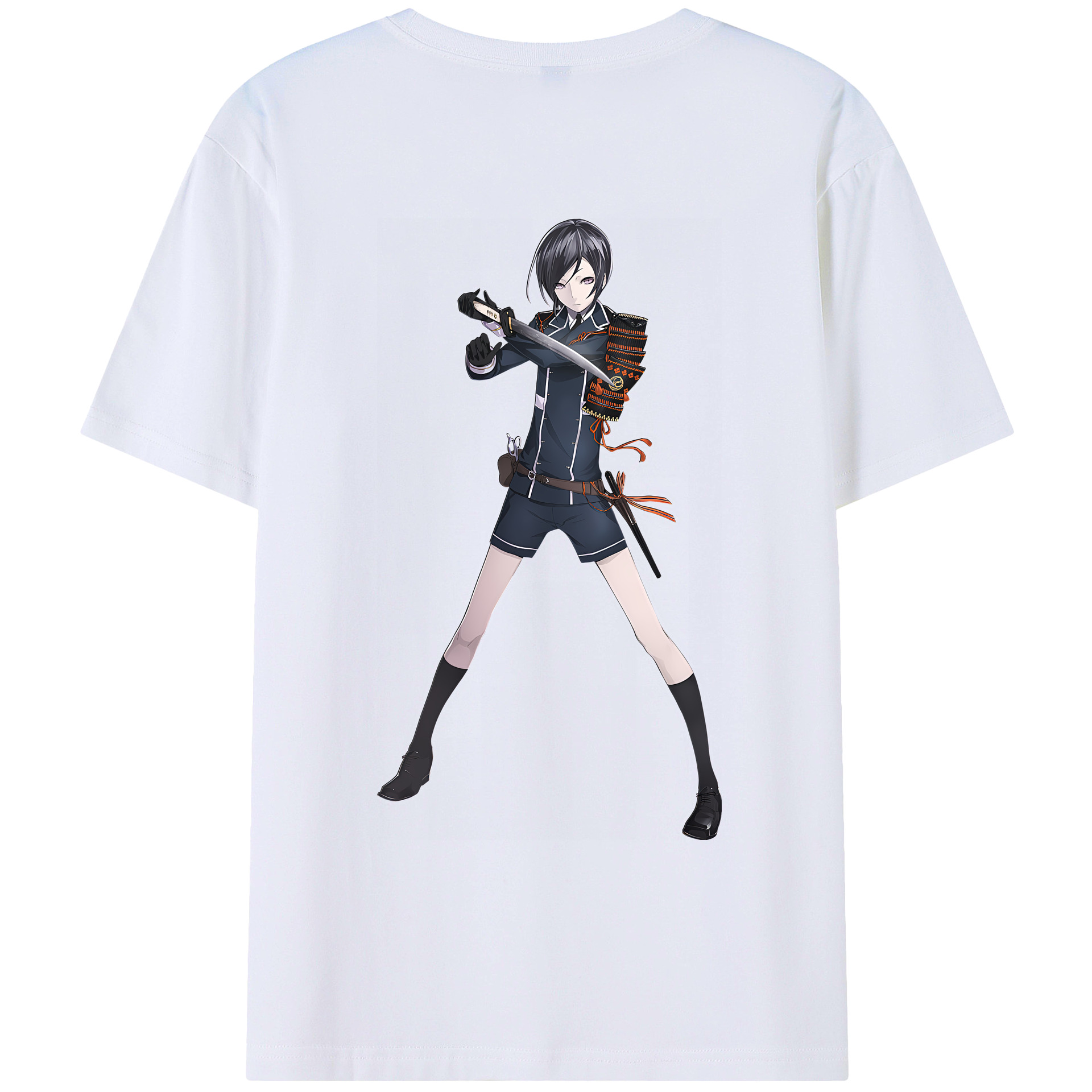 （画像用） 刀剣乱舞 Touken Ranbu 綿100％ メンズ半袖Tシャツ（バックプリント） 通気性