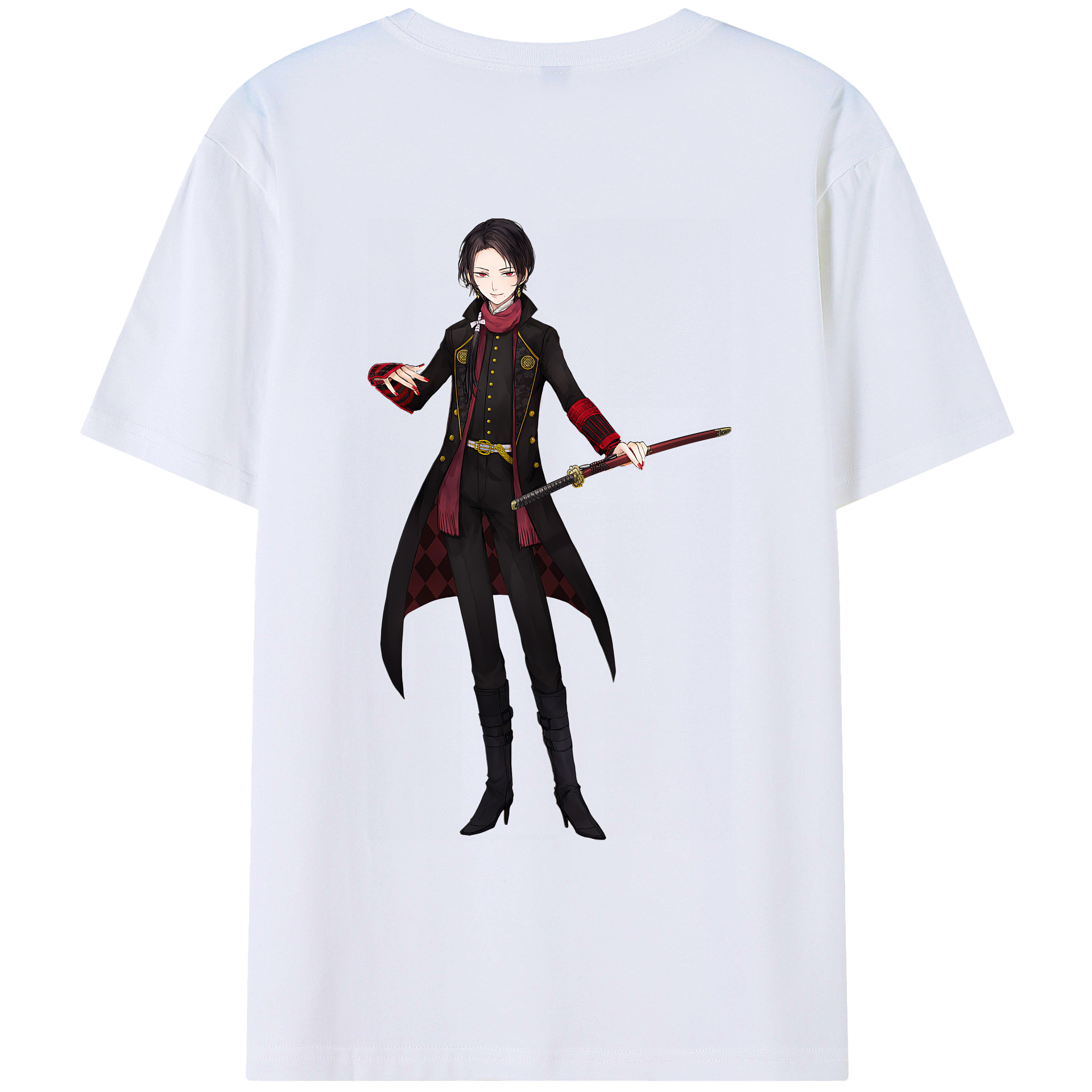 （画像用） 刀剣乱舞 Touken Ranbu 綿100％ メンズ半袖Tシャツ（バックプリント） 通気性