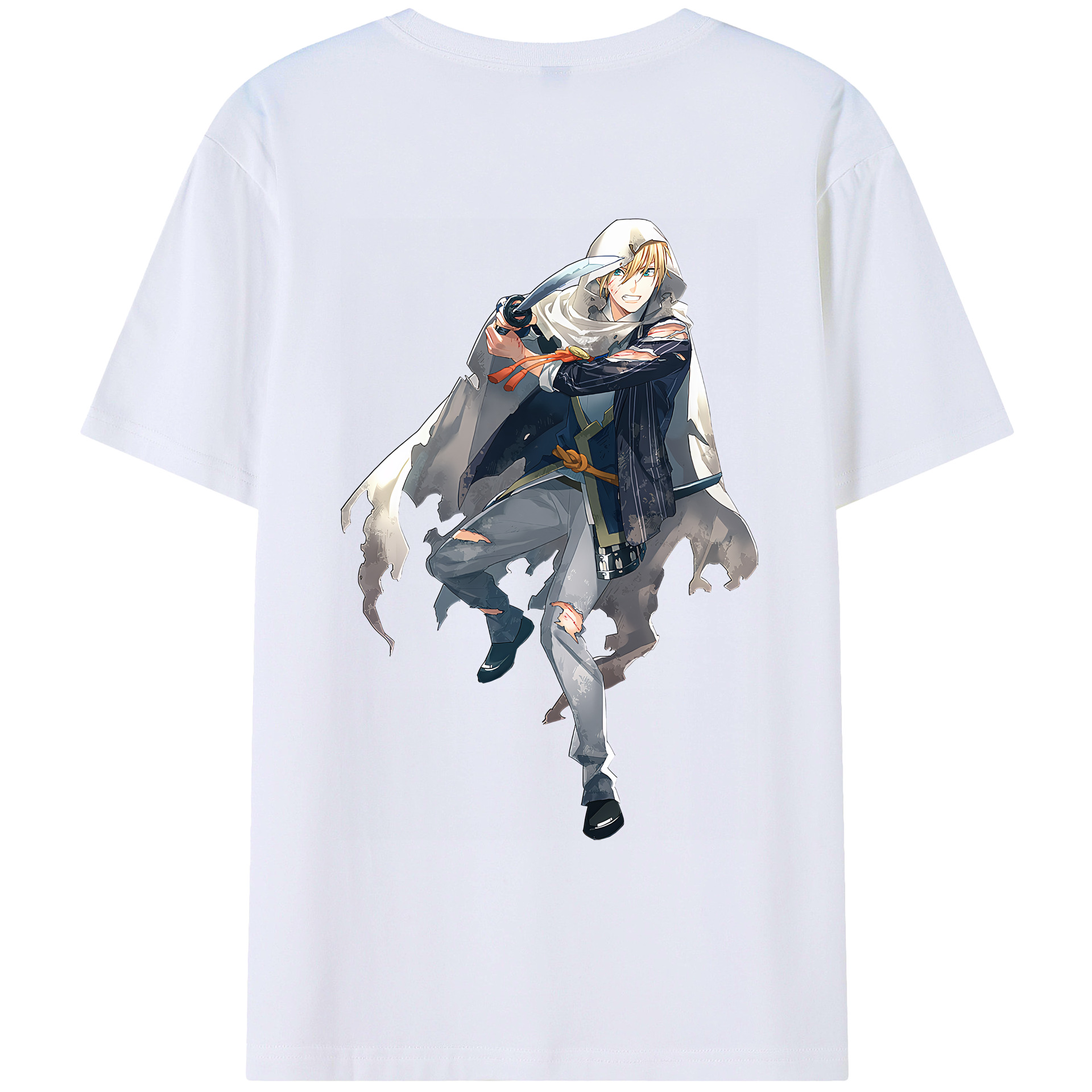 （画像用） 刀剣乱舞 Touken Ranbu 綿100％ メンズ半袖Tシャツ（バックプリント） 通気性
