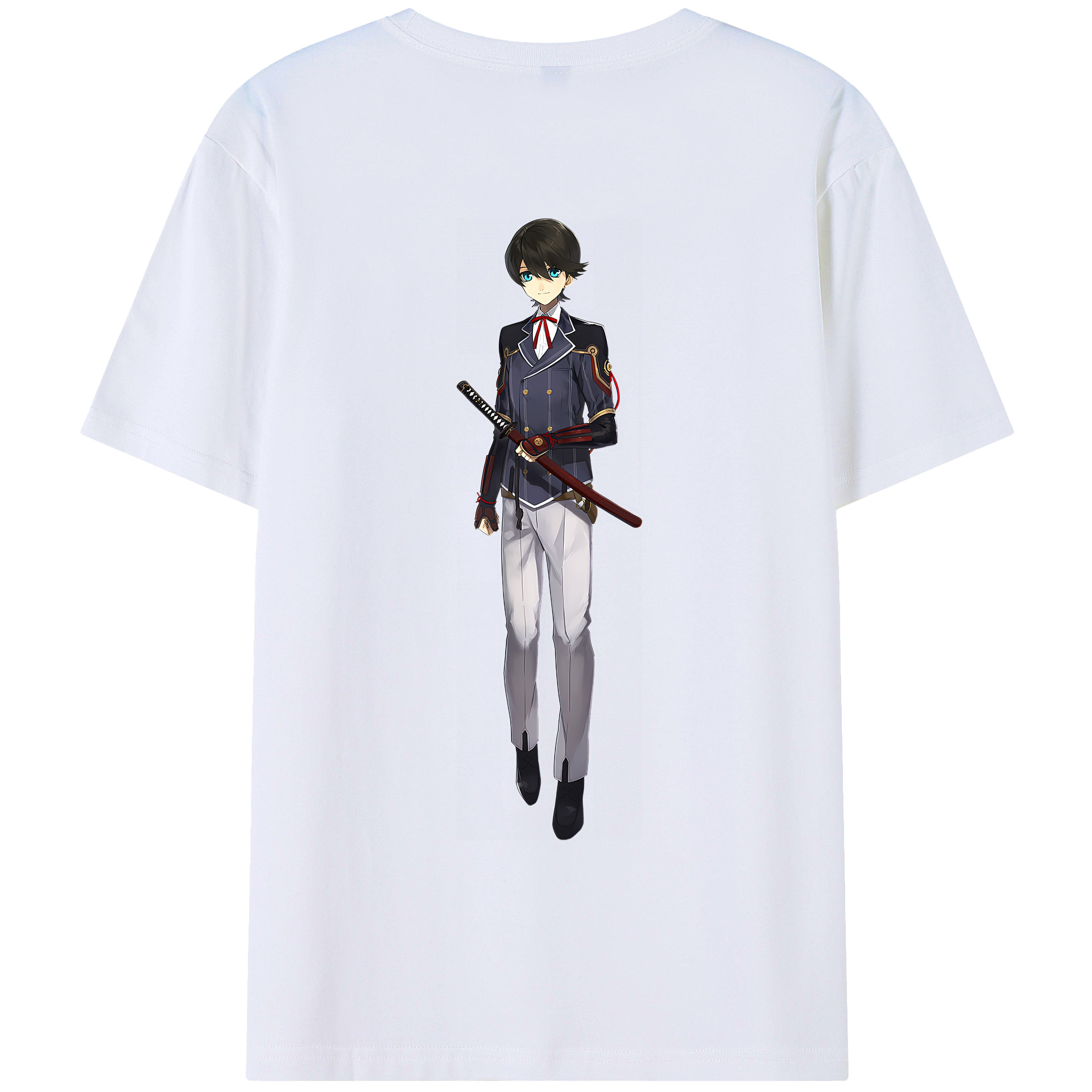 （画像用） 刀剣乱舞 Touken Ranbu 綿100％ メンズ半袖Tシャツ（バックプリント） 通気性