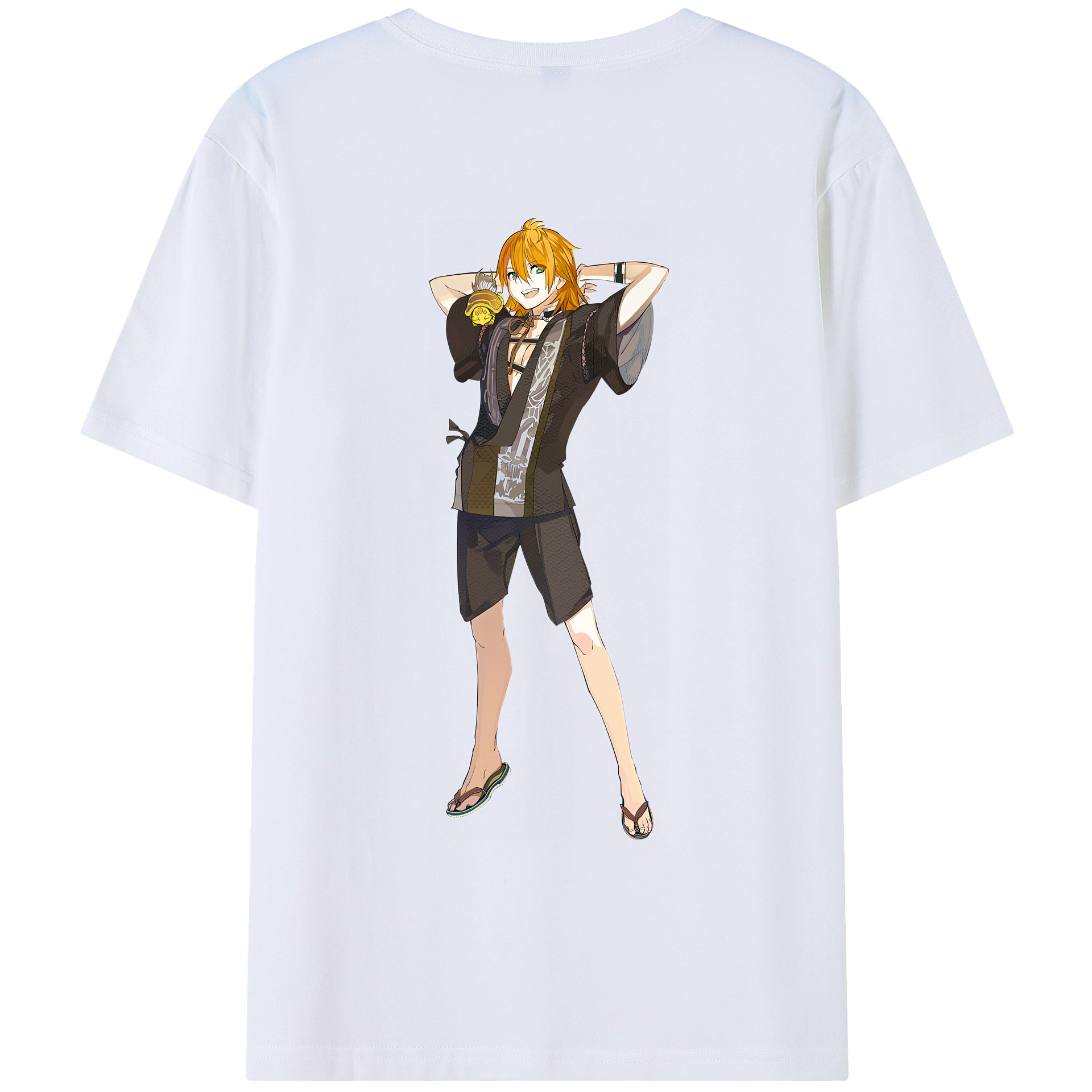 （画像用） 刀剣乱舞 Touken Ranbu 綿100％ メンズ半袖Tシャツ（バックプリント） 通気性