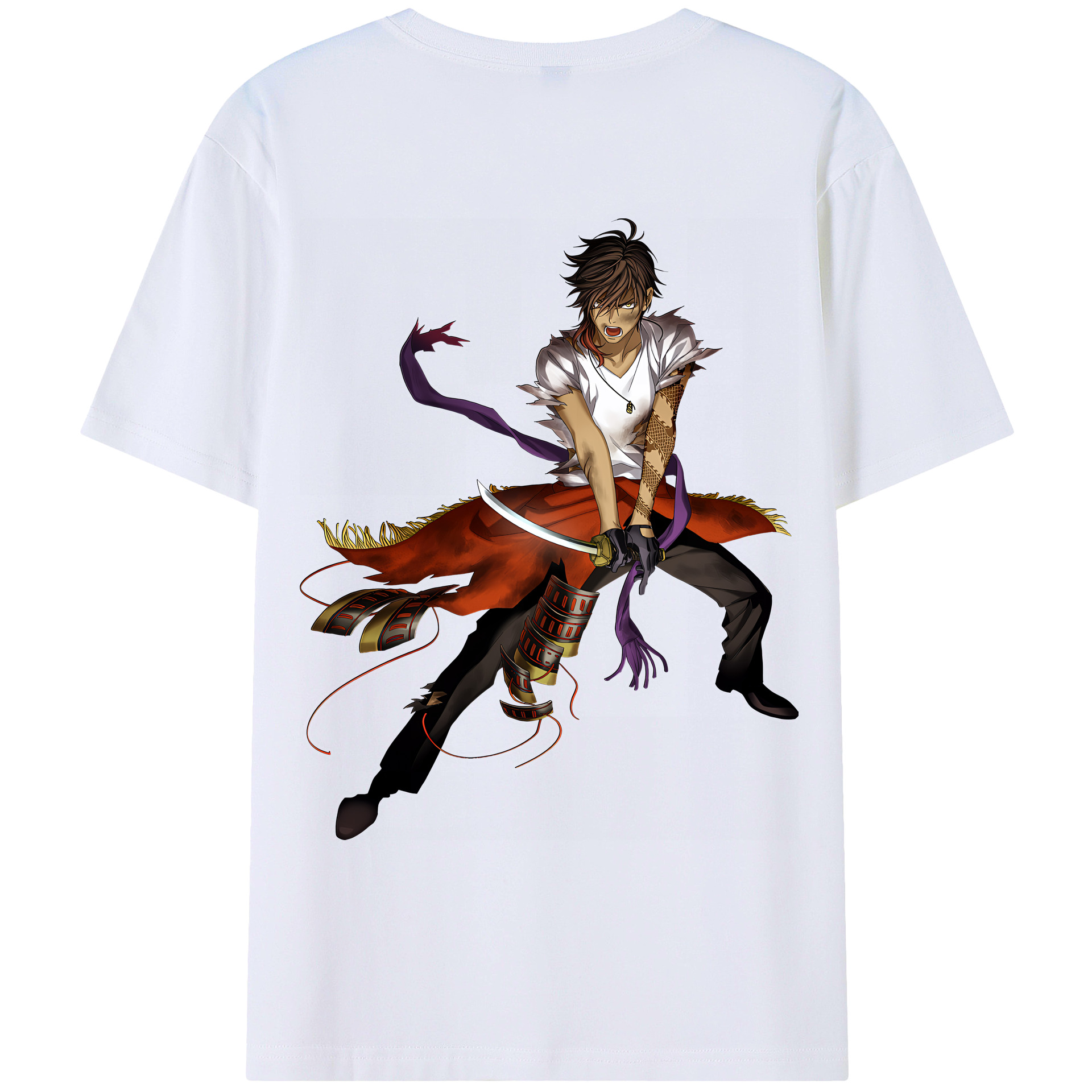 （画像用） 刀剣乱舞 Touken Ranbu 綿100％ メンズ半袖Tシャツ（バックプリント） 通気性