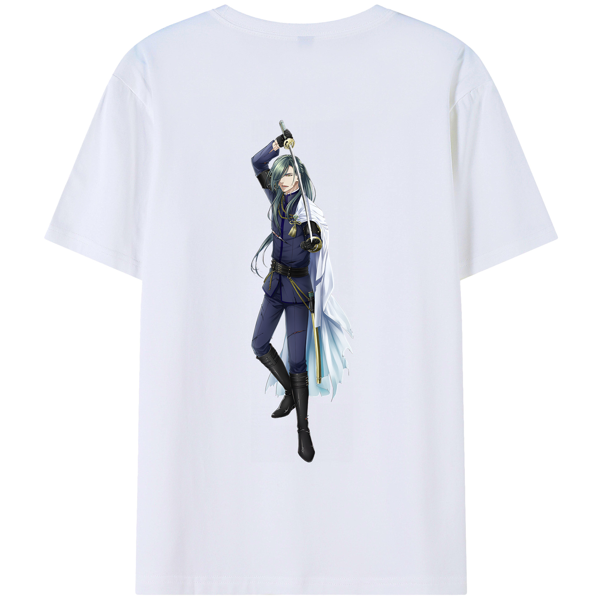 （画像用） 刀剣乱舞 Touken Ranbu 綿100％ メンズ半袖Tシャツ（バックプリント） 通気性
