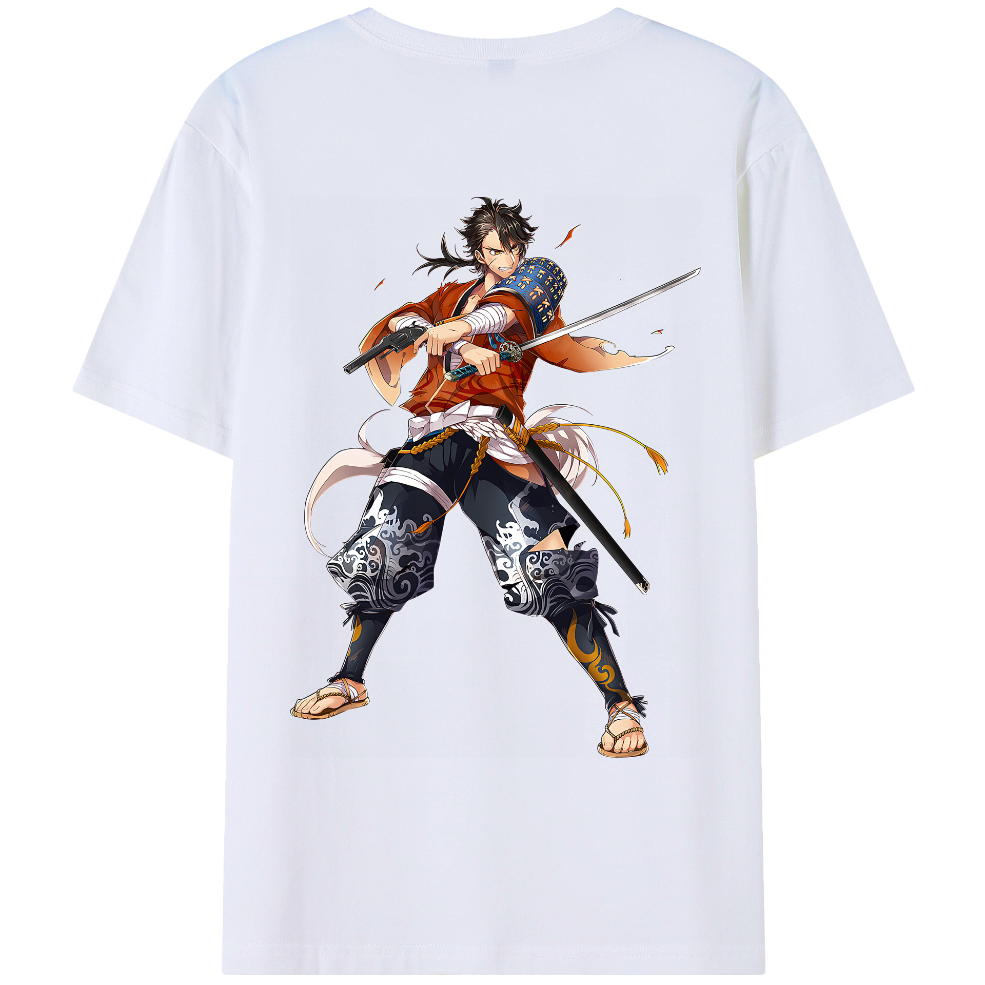 （画像用） 刀剣乱舞 Touken Ranbu 綿100％ メンズ半袖Tシャツ（バックプリント） 通気性