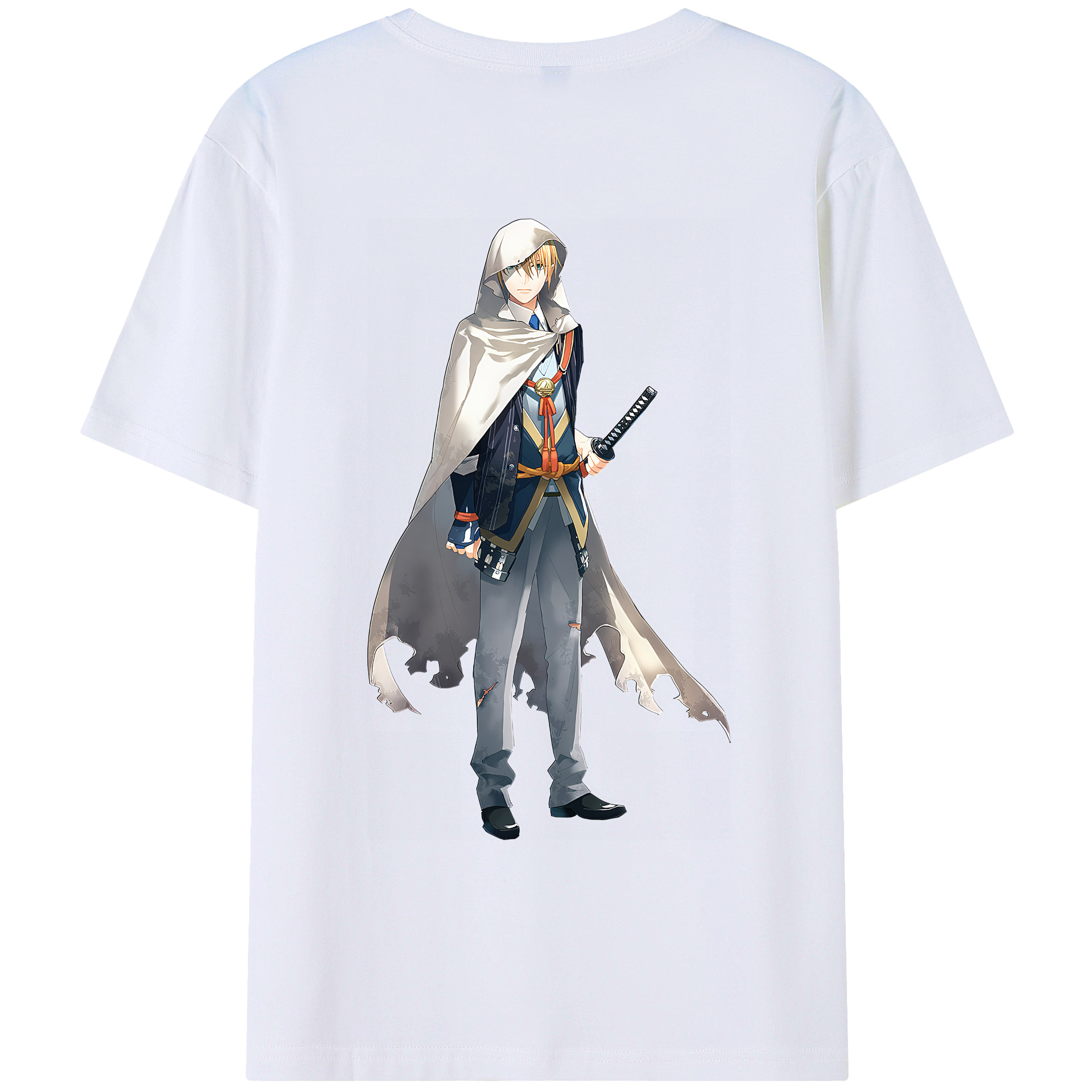 （画像用） 刀剣乱舞 Touken Ranbu 綿100％ メンズ半袖Tシャツ（バックプリント） 通気性