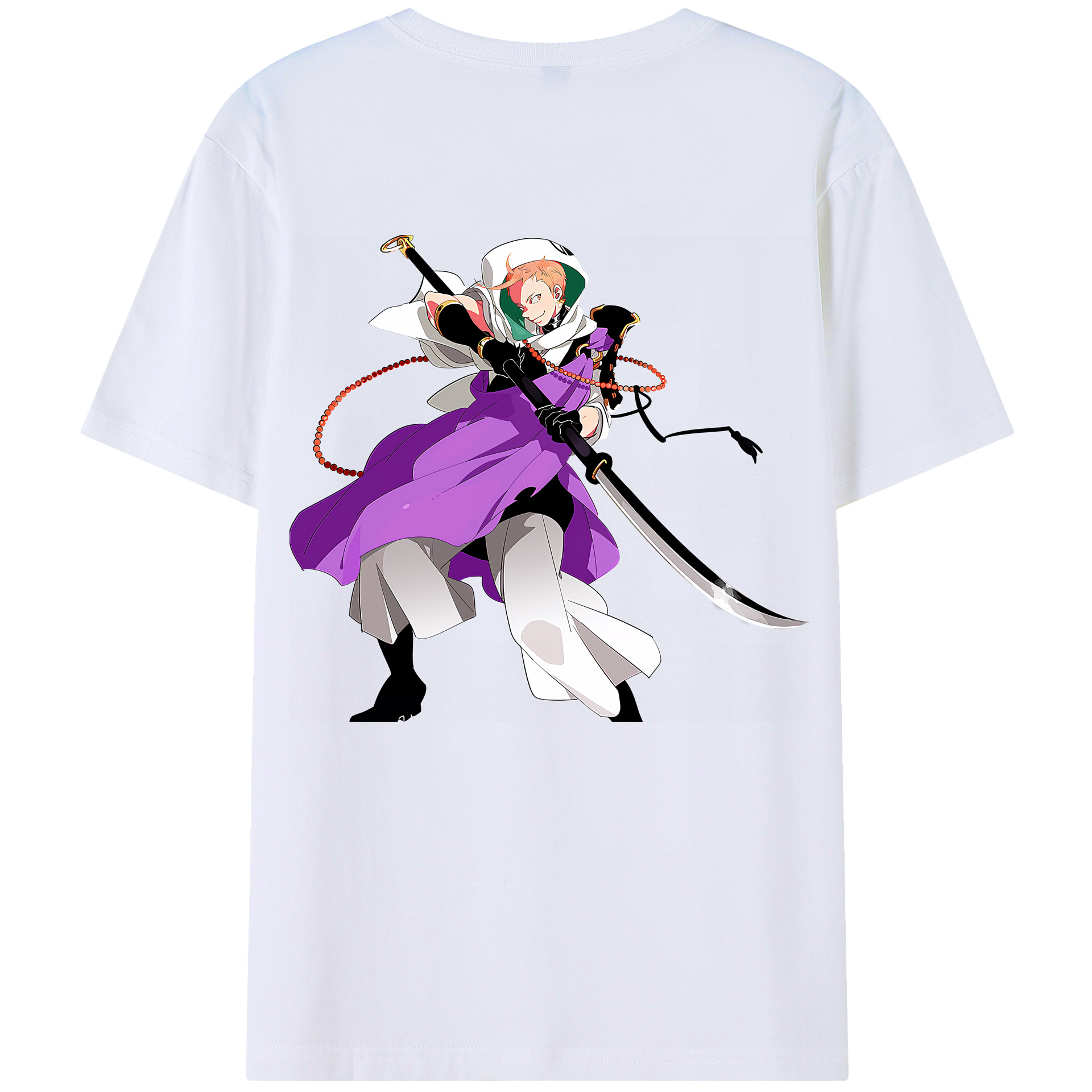 （画像用） 刀剣乱舞 Touken Ranbu 綿100％ メンズ半袖Tシャツ（バックプリント） 通気性