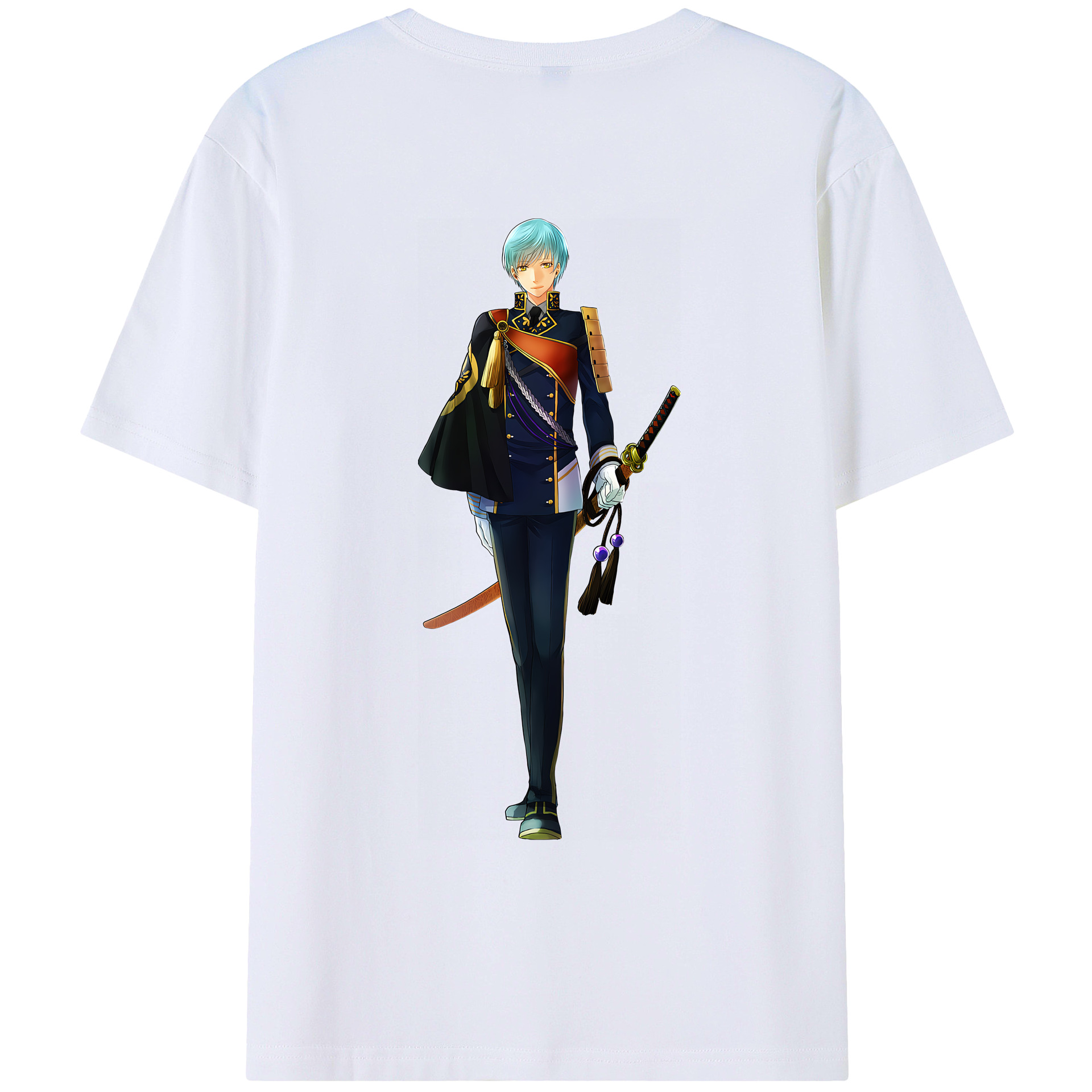 （画像用） 刀剣乱舞 Touken Ranbu 綿100％ メンズ半袖Tシャツ（バックプリント） 通気性