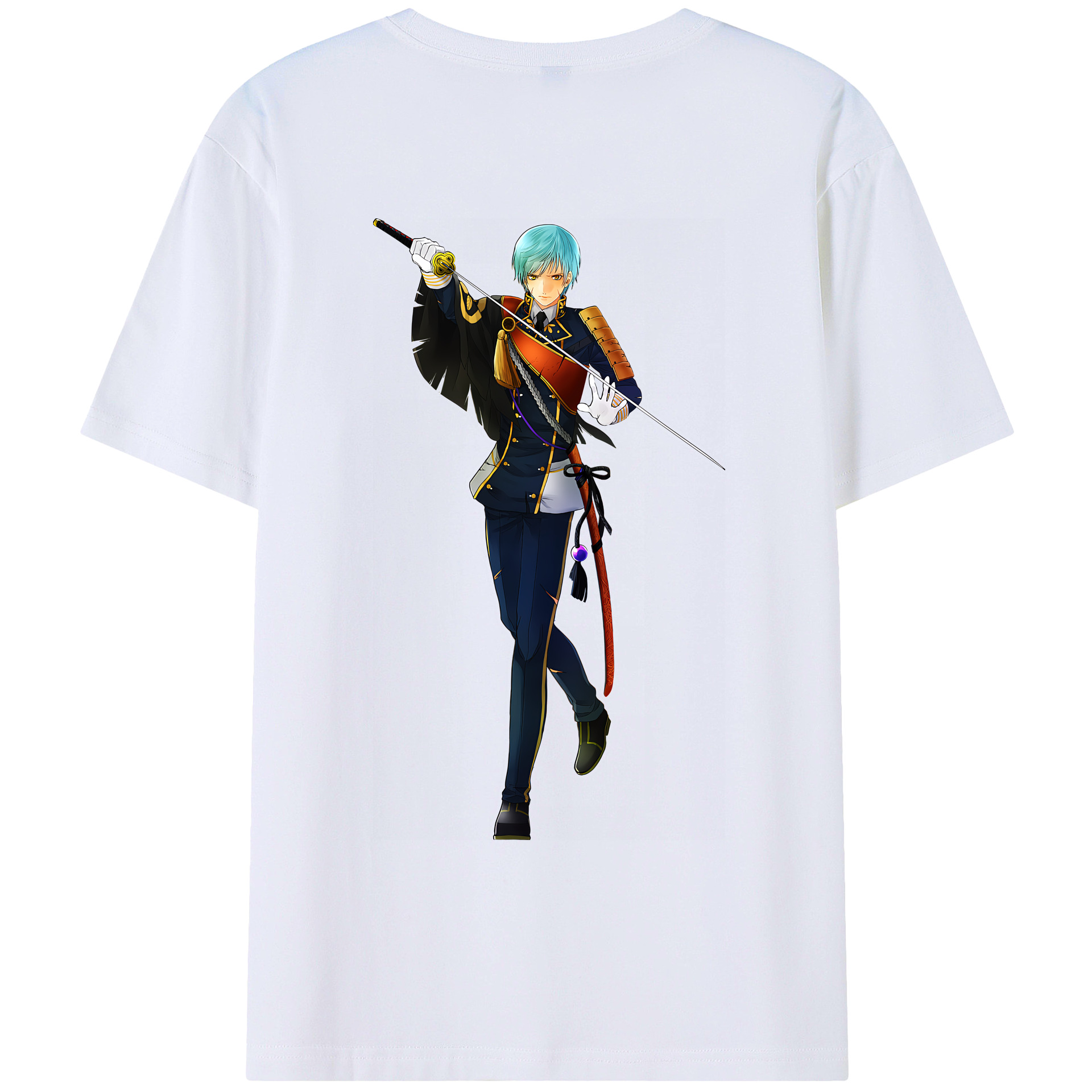 （画像用） 刀剣乱舞 Touken Ranbu 綿100％ メンズ半袖Tシャツ（バックプリント） 通気性