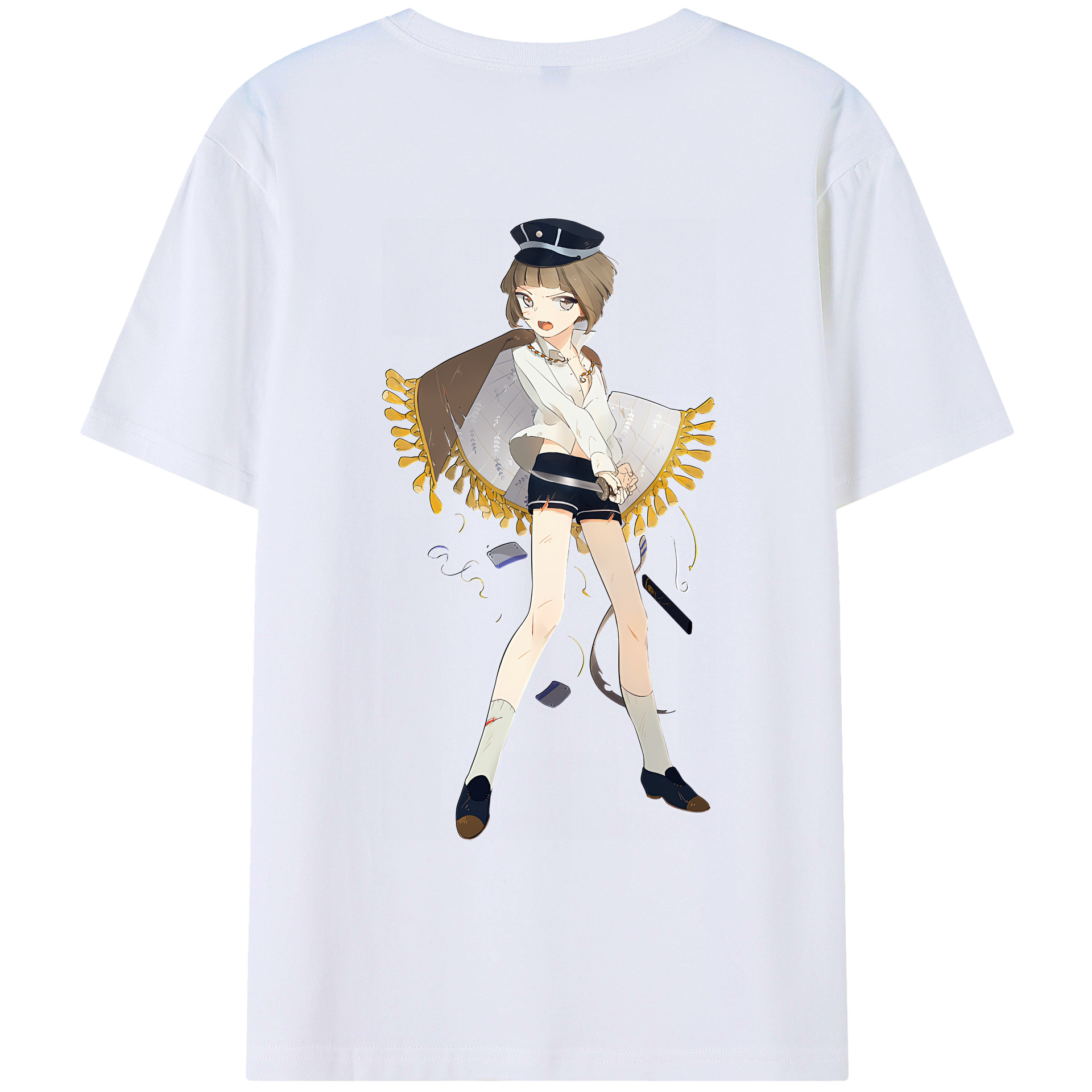 （画像用） 刀剣乱舞 Touken Ranbu 綿100％ メンズ半袖Tシャツ（バックプリント） 通気性