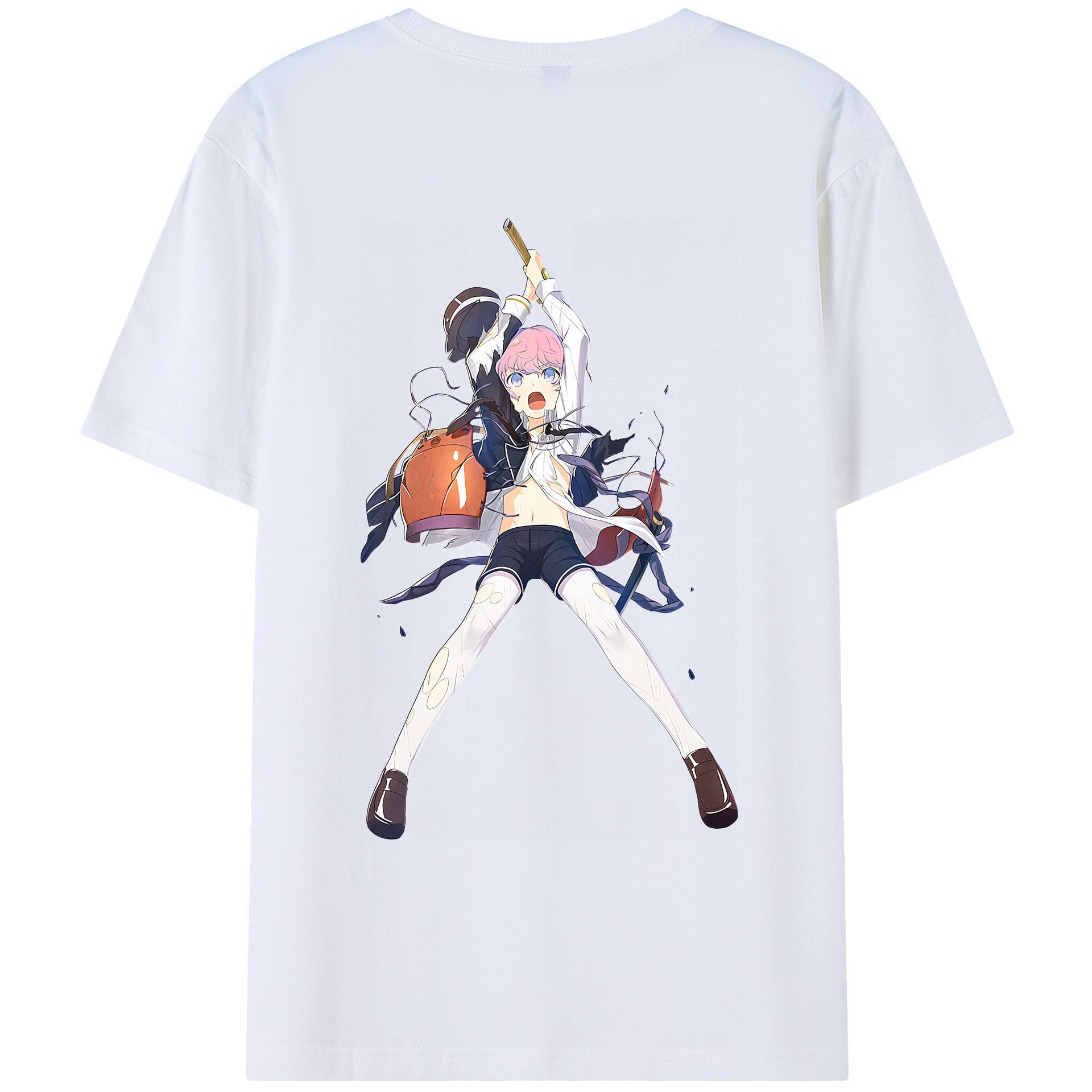 （画像用） 刀剣乱舞 Touken Ranbu 綿100％ メンズ半袖Tシャツ（バックプリント） 通気性