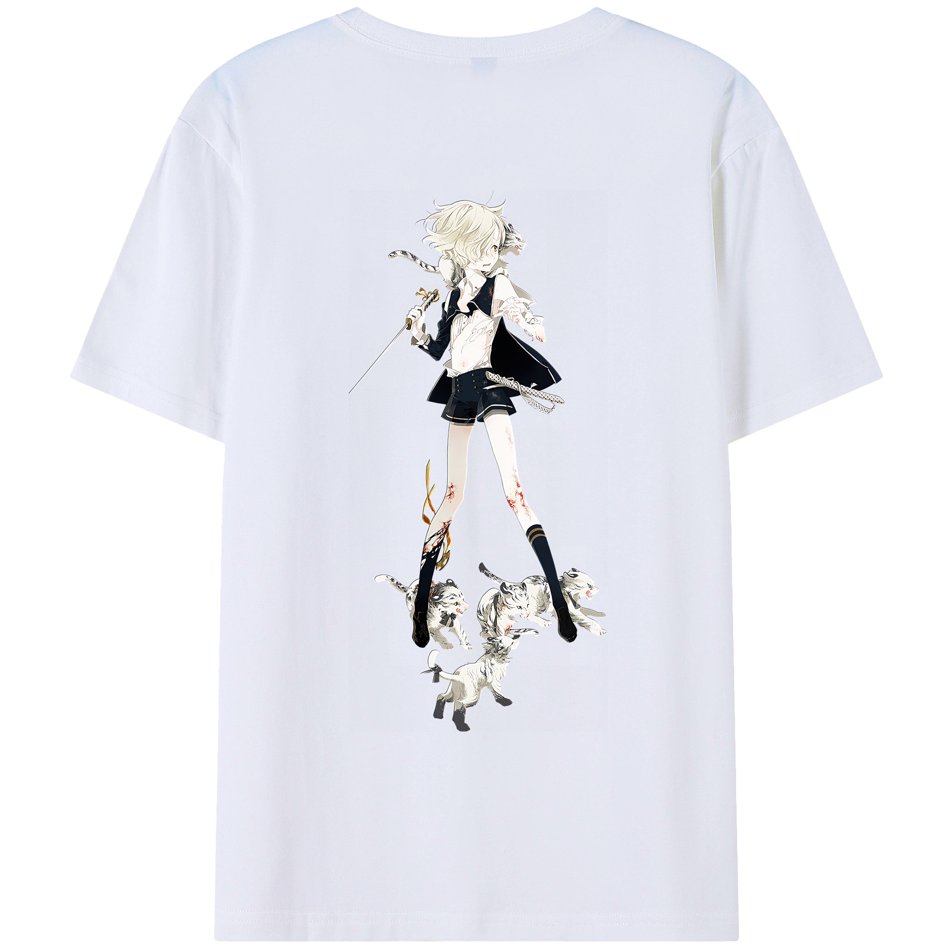 （画像用） 刀剣乱舞 Touken Ranbu 綿100％ メンズ半袖Tシャツ（バックプリント） 通気性