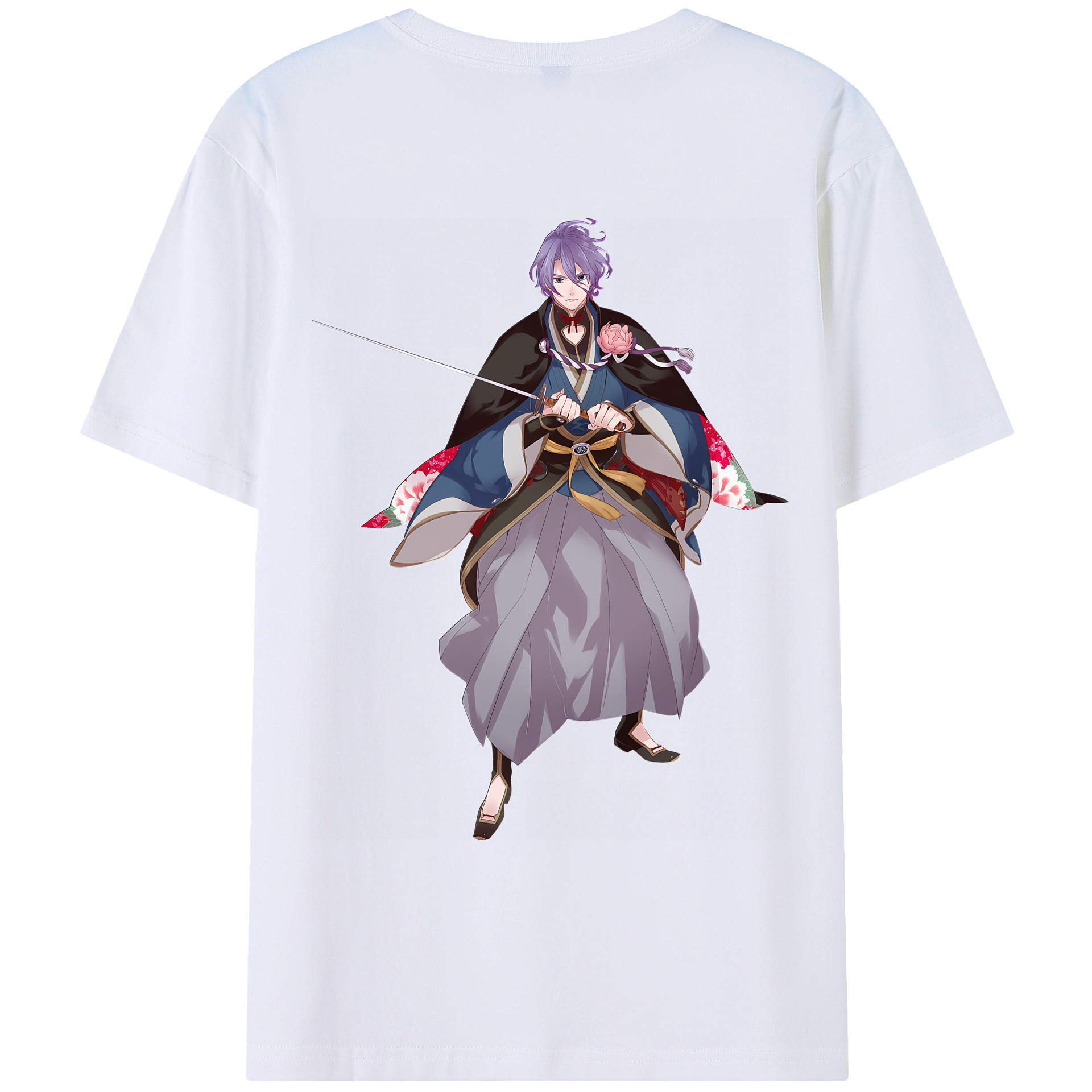 （画像用） 刀剣乱舞 Touken Ranbu 綿100％ メンズ半袖Tシャツ（バックプリント） 通気性